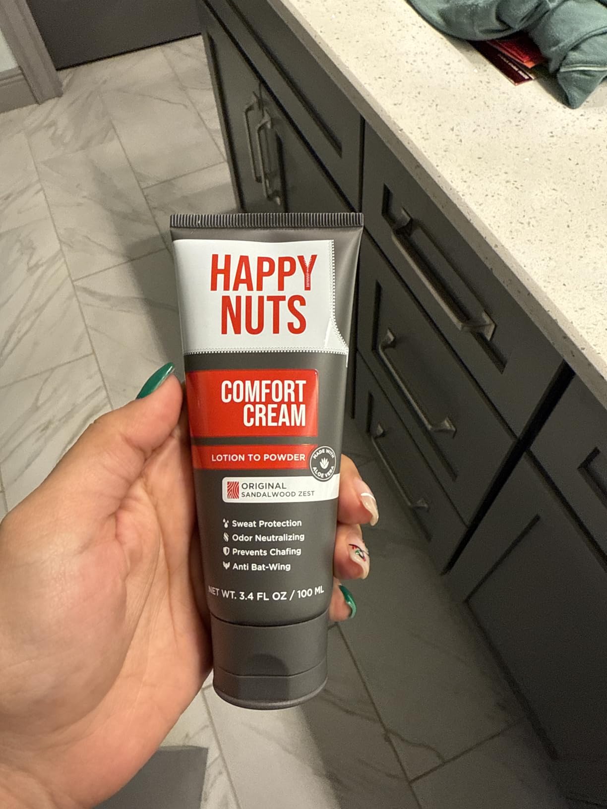 HAPPY NUTS Comfort Cream Deodorant For Men: Anti-Chafing Sweat Defense, Odor Control, Aluminum-Free, Travel Essential, Mens Deodorant & Hygiene Products for Men's Private Parts 3.4 Fl Oz - Original customer photo 1