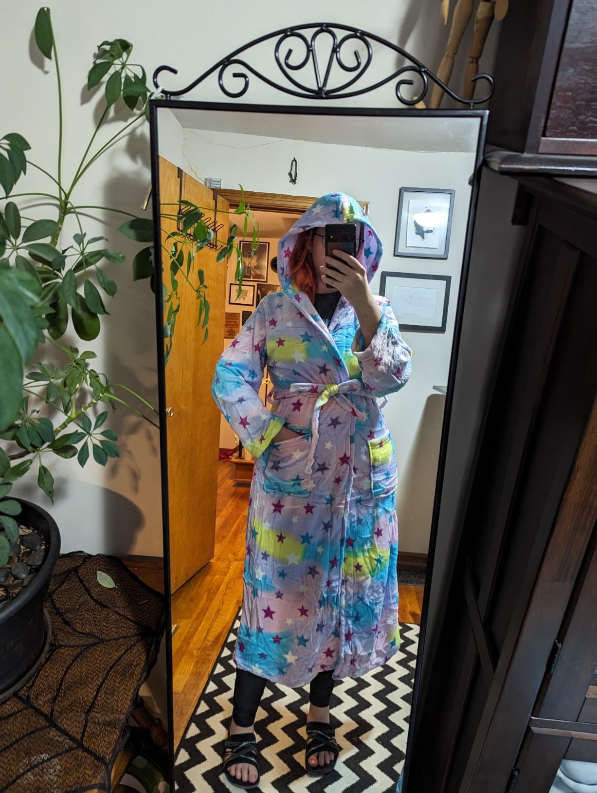 RONGTAI Women's Plush Hooded Robe Bathrobe-Fast Warmth for Home customer photo 1