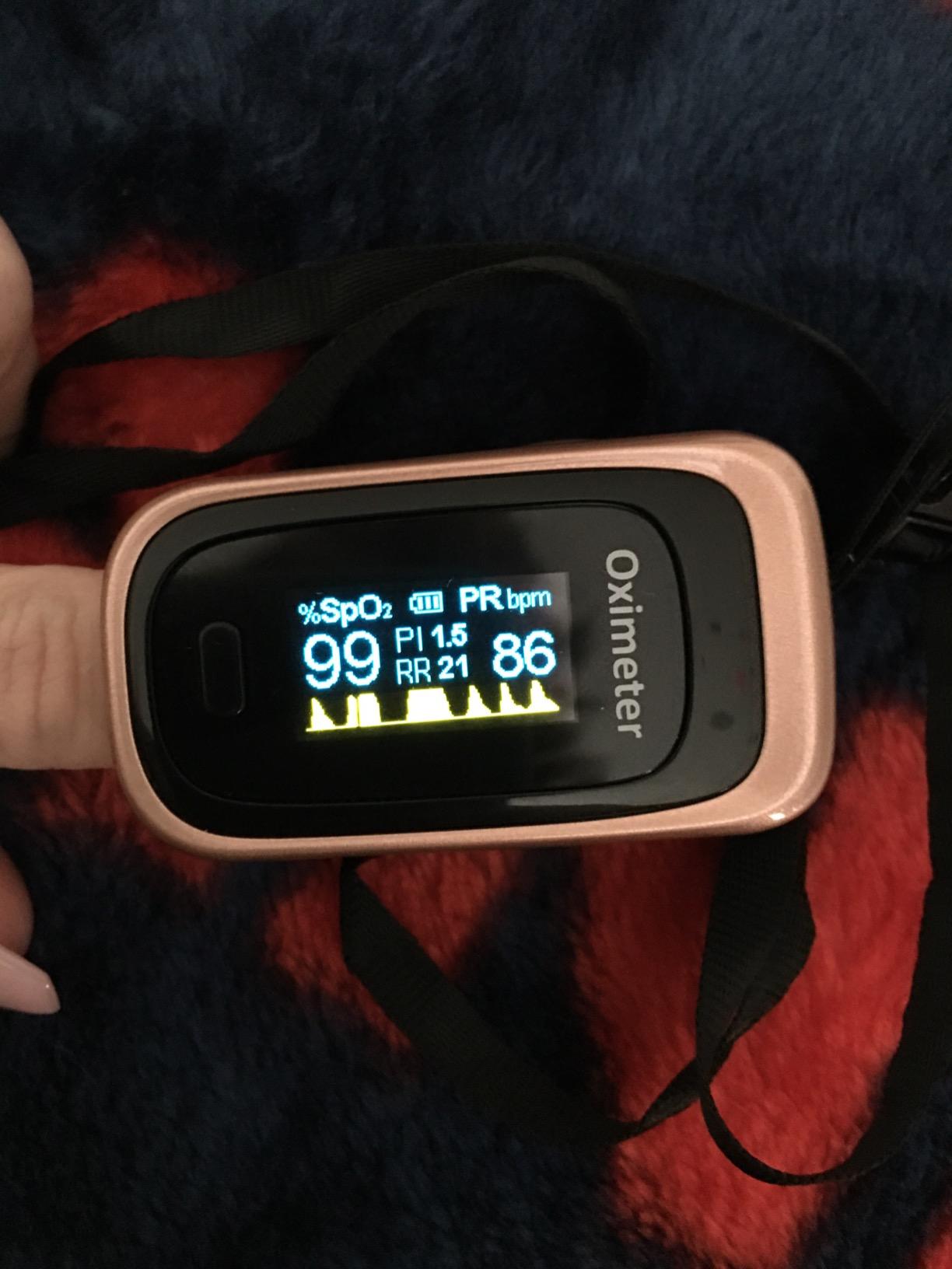Oxygen Saturation Monitor, Wrinery Premium Pulse Oximeter Fingertip, Oxygen Monitor, O2 Saturation Monitor, OLED Portable Oximetry with Batteries, Lanyard (Rose gold-Royal black) customer photo 1