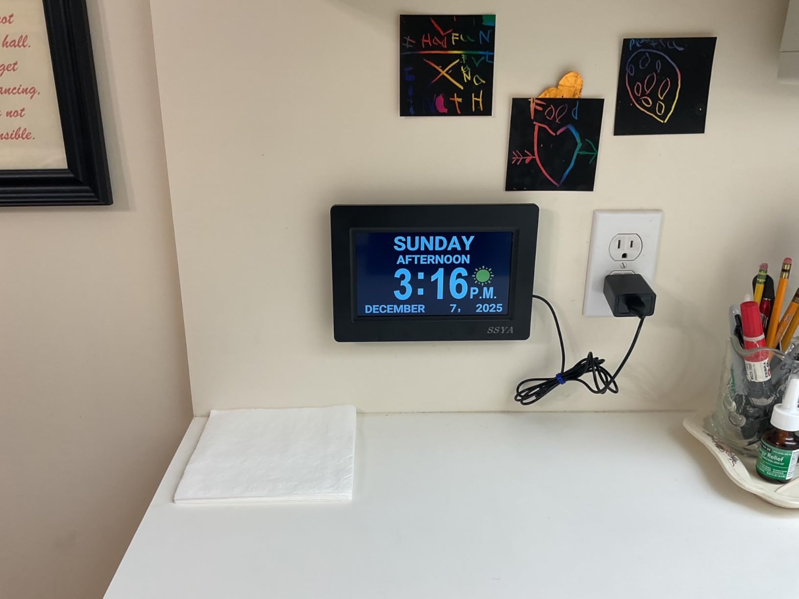 SSYA Digital Calendar Alarm Clock - Dementia Clocks for Seniors, Non-Abbreviated Memory Loss Clock with Date and Time for Elderly (White) customer photo 1