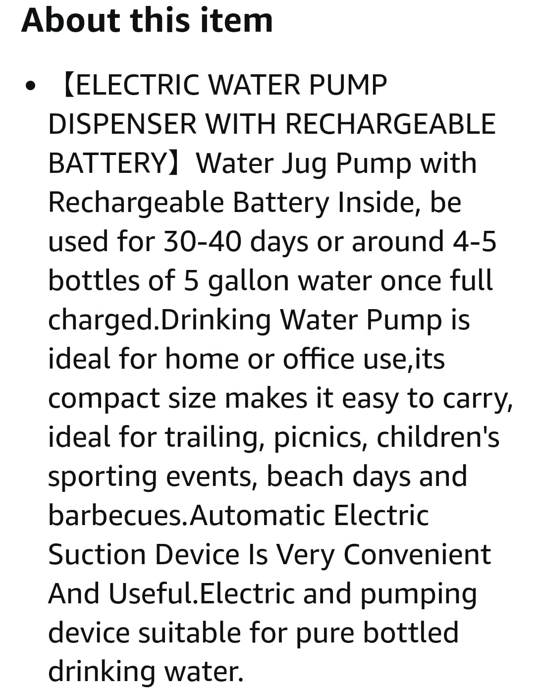 5 Gallon Electric Drinking Portable Water Dispenser, Universal USB Charging Water Bottle Pump For 2-5 Gallon With 2 Silicone customer photo 1