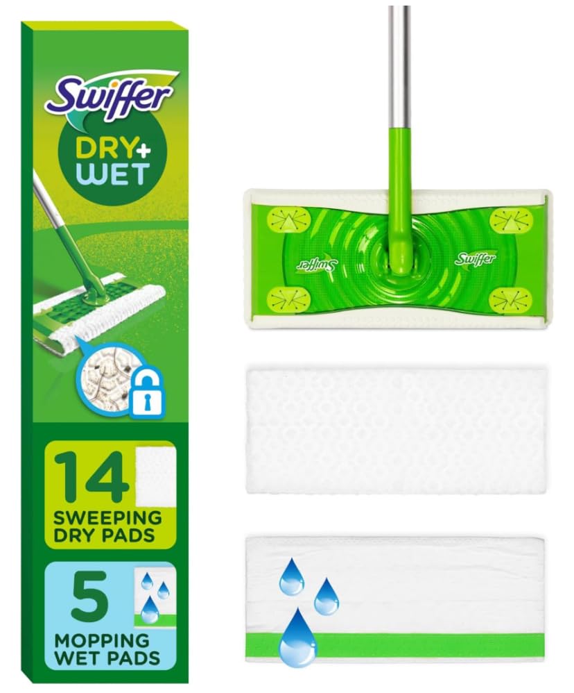 Swiffer Sweeper 2-in-1 Mops for Floor Cleaning, Dry and Wet Multi Surface Floor Cleaner, Sweeping and Mopping Starter Kit, Includes 1 Mop + 19 Refills, 20 Piece Set customer photo 2
