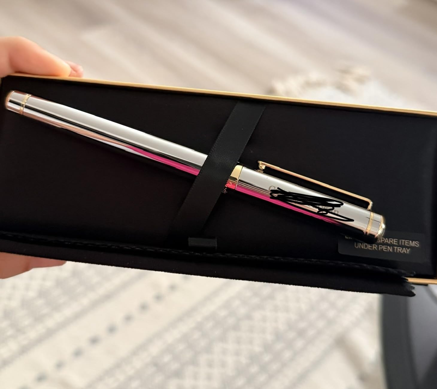 Scriveiner Silver Chrome Rollerball Pen - Stunning Luxury Pen, Real Gold Plating, Schmidt Ink Refill, Best Roller Ball Pen Gift Set for Men & Women, Professional, Executive Office, Fancy Pens customer photo 2