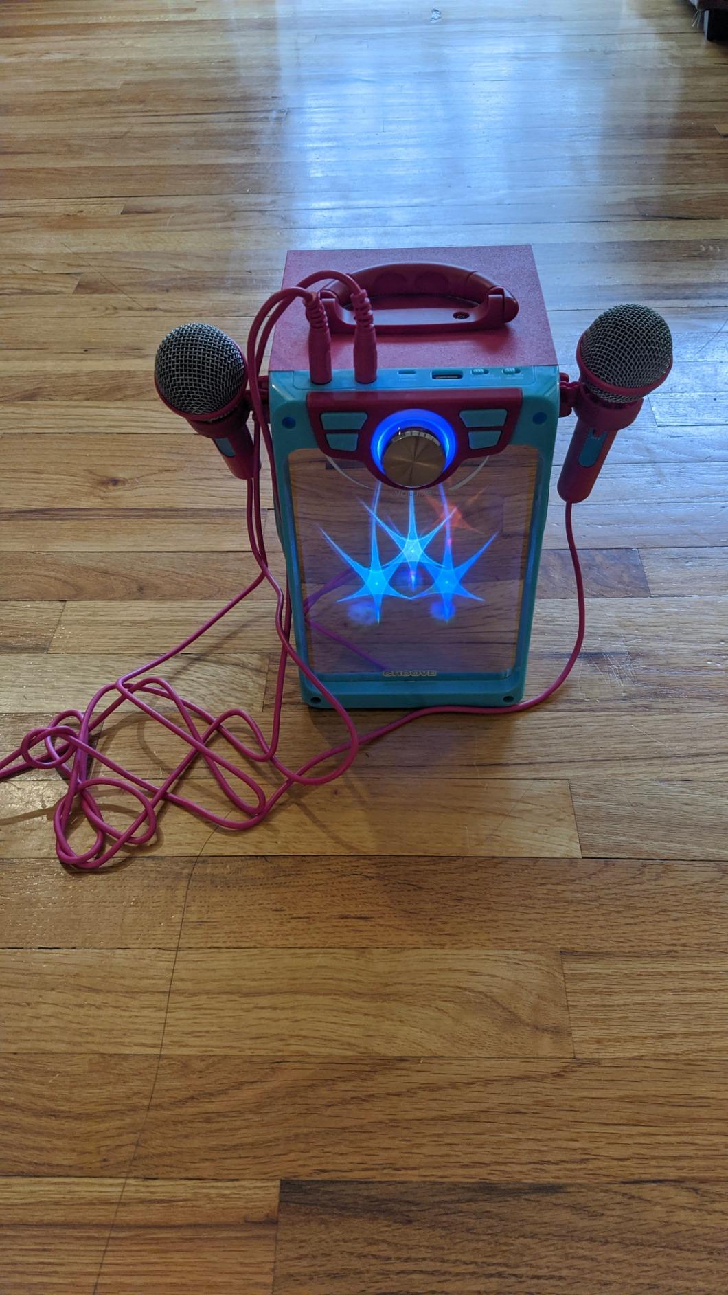 Rechargeable Pink Karaoke Machine, 2 Microphones, Bluetooth, Girls Ages 8+ customer photo 2