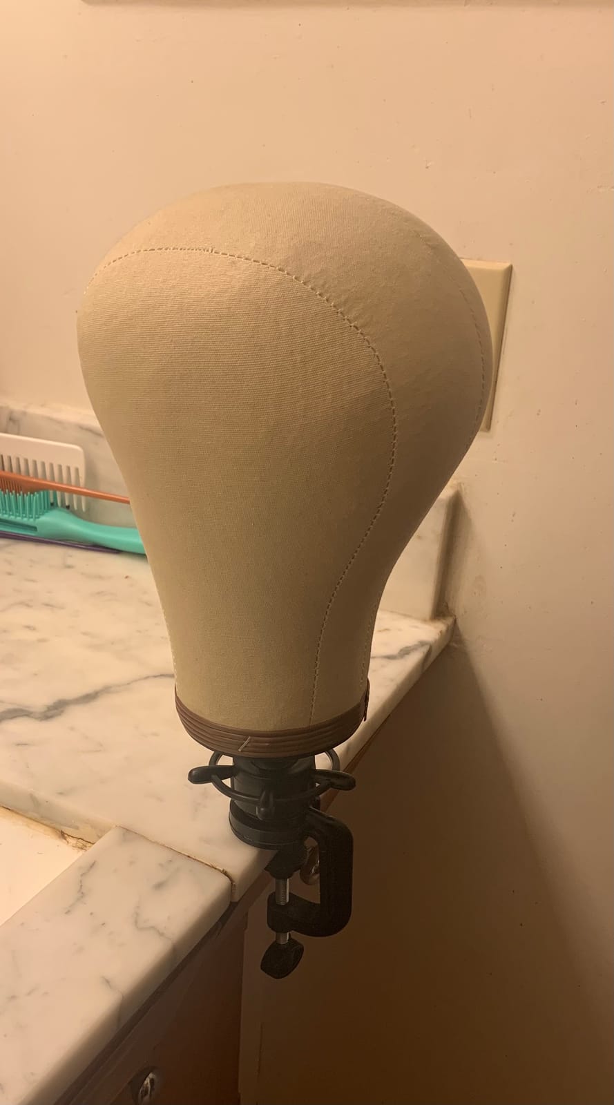 23 Inch Wig Head Cork Canvas Block Head Mannequin Head With Stand for Making Wigs (21Inch-24Inch) customer photo 2
