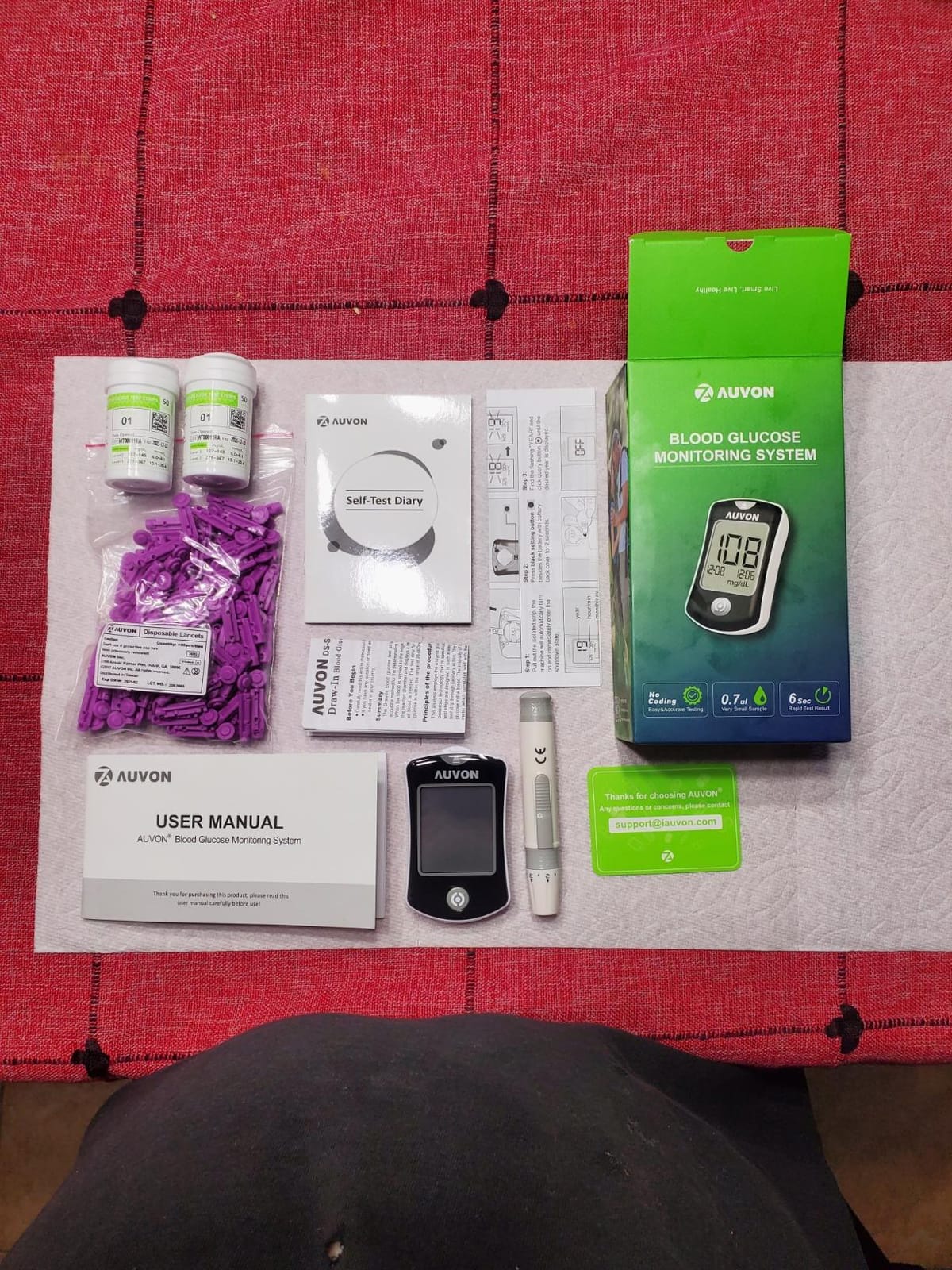 AUVON Blood Glucose Monitor Kit for Accurate Test, 100 Strips, No Coding | Diabetes Testing Kit with 100 30G Lancets, 1 Lancing Device, Portable and Reliable Blood Sugar Monitor Test Kit for Home Use customer photo 2