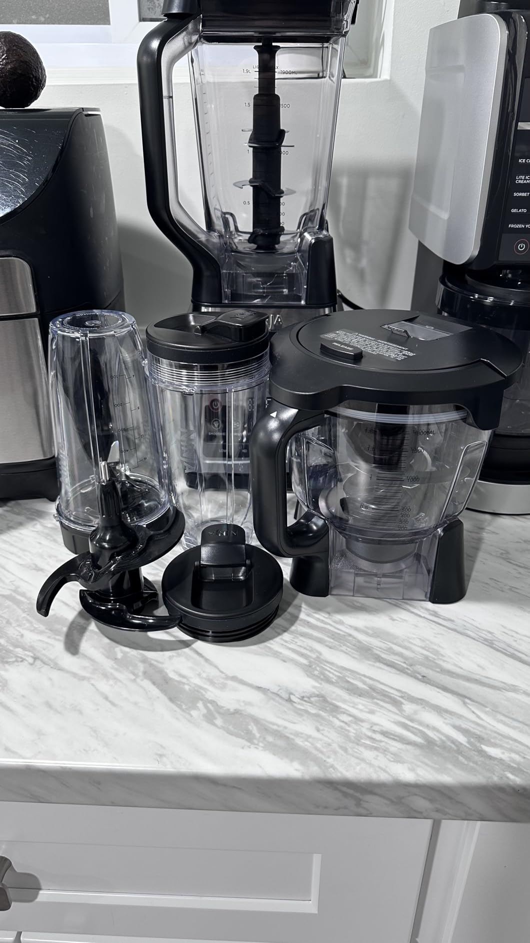 Ninja Professional Plus Kitchen System, 1400WP, Auto-iQ, Grey, BN801 | 5 functions for smoothies, chopping & dough with Auto-iQ. 72-oz blender pitcher, 64-oz processor, (2) 24-oz cups. customer photo 2