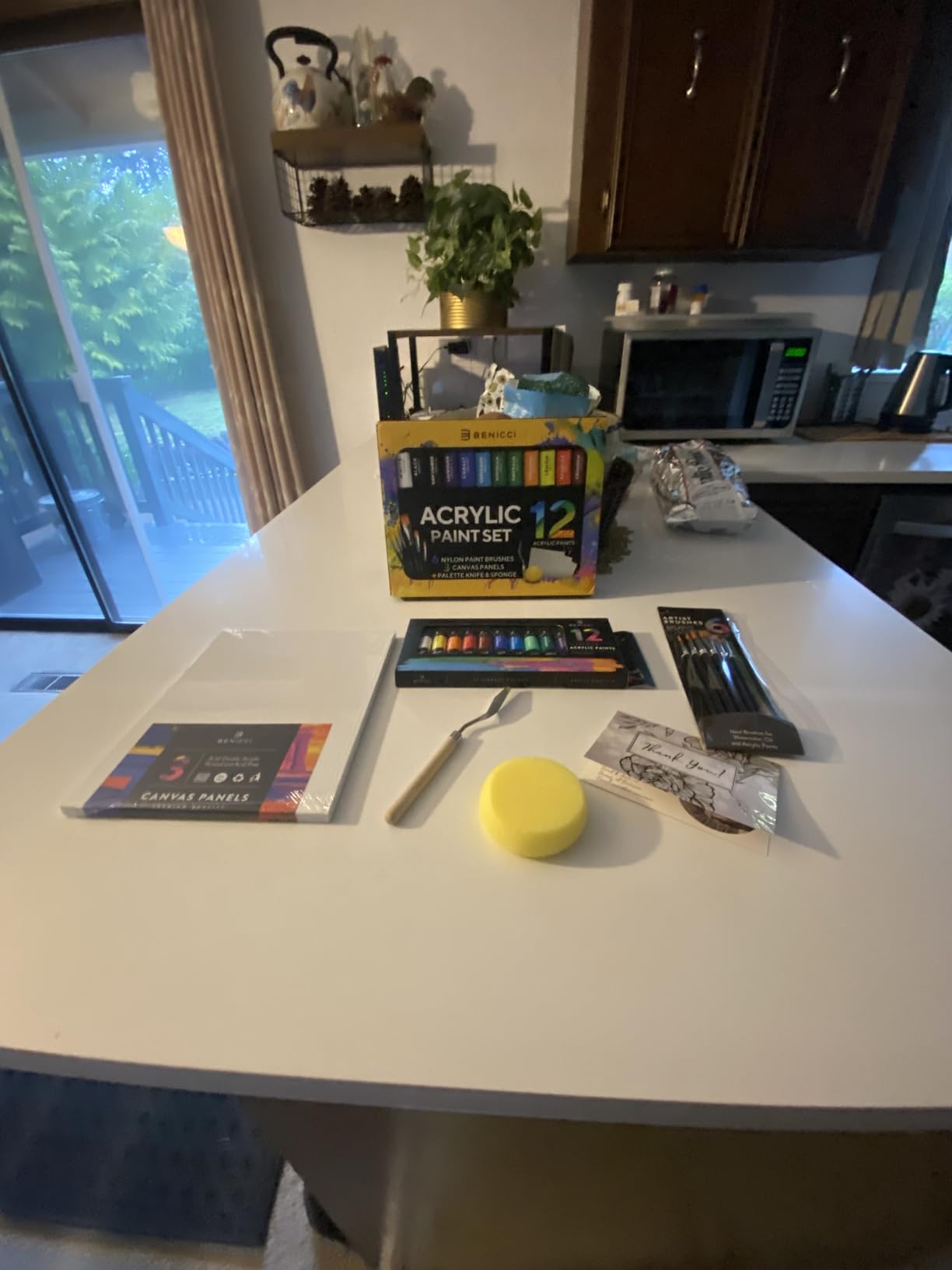 Complete Acrylic Paint Set – 12х Rich Pigment Colors & 6x Art Brushes - Includes 3 Paint Canvases, Palette Knife & Sponge - Perfect for Canvas, Clay, Ceramic - Non-Toxic, Great for Kids & Adults customer photo 2