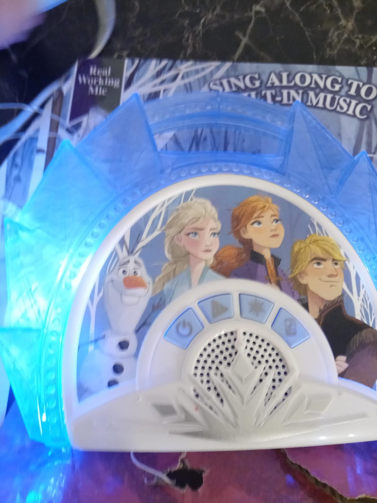 eKids Disney Frozen Karaoke Microphone with Bluetooth Speaker for Fans of Disney Toys, Kids Karaoke Machine with Built in Music customer photo 1
