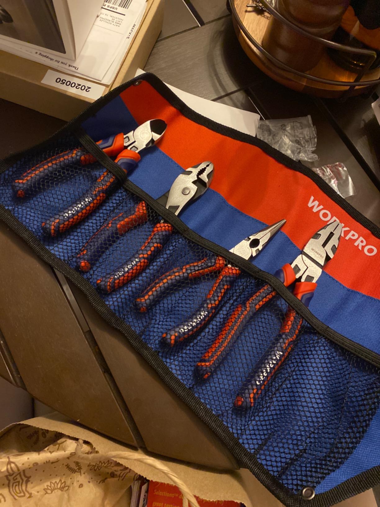 WORKPRO Pliers Set, 5-Piece Premium Cr-V Pliers Kit with Storage Pouch customer photo 2