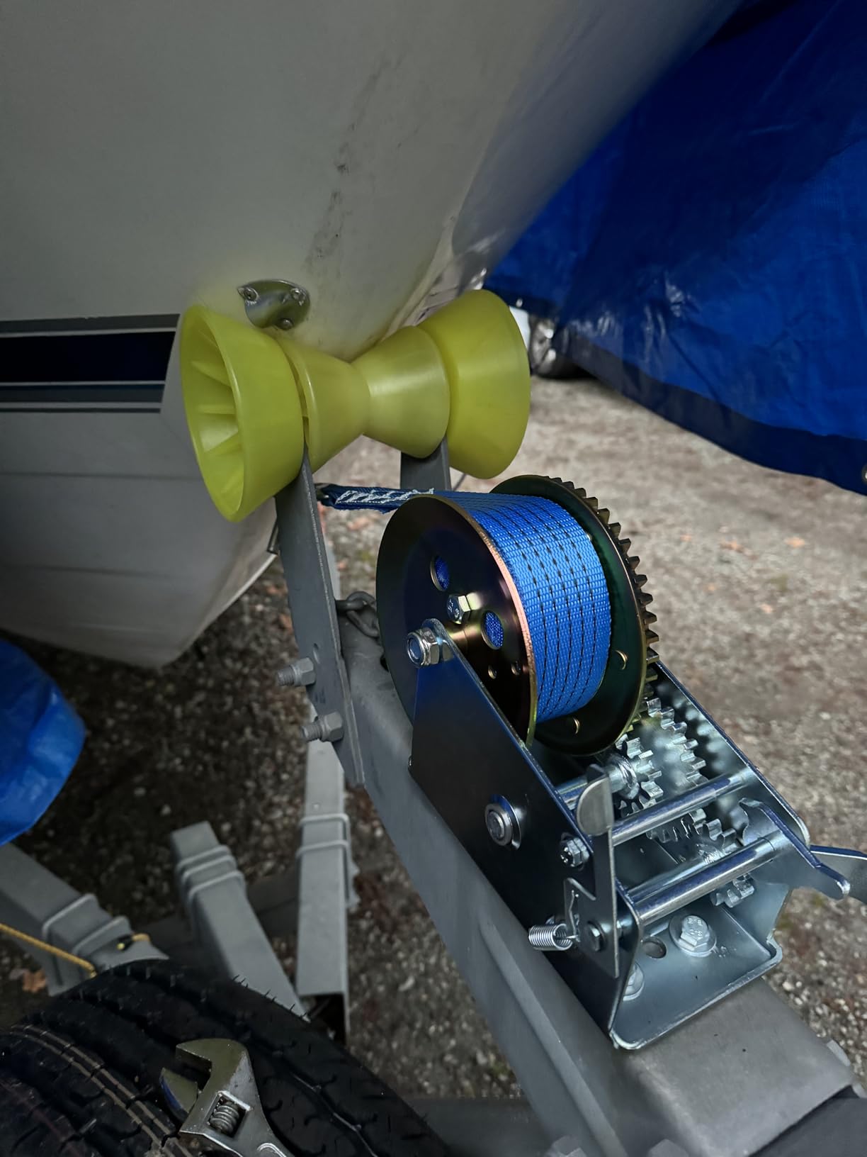 OPENROAD Boat Winch 3500lbs Hand Winch, with 32ft Blue Strap and 2 Speed switchable, for Boat Trailer Towing Winch customer photo 1