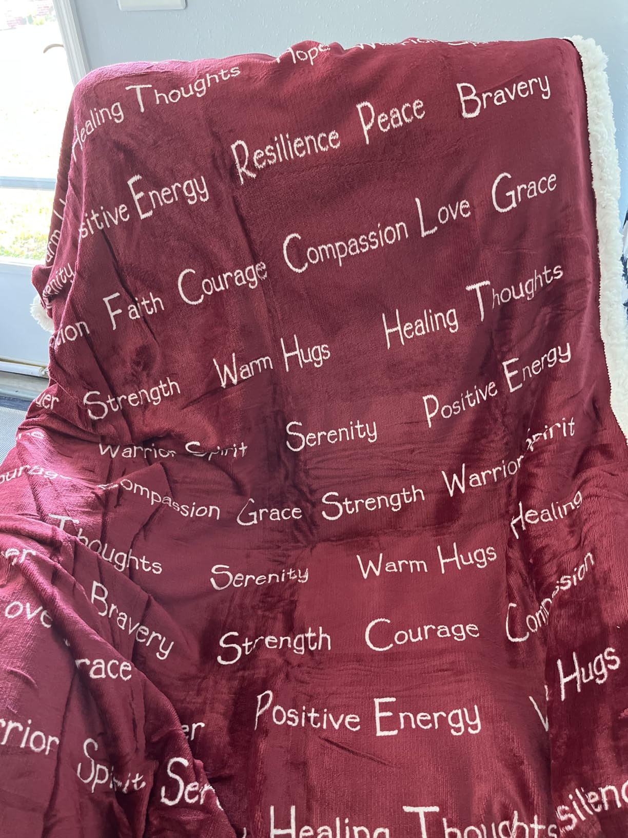 Compassion Blanket - Strength Courage Super Warm Hugs, Get Well Gift Blanket Plush Healing Thoughts Positive Energy Love & Hope, Cancer Support Gift for Women 50 x 65 (Pink, One Size) customer photo 2