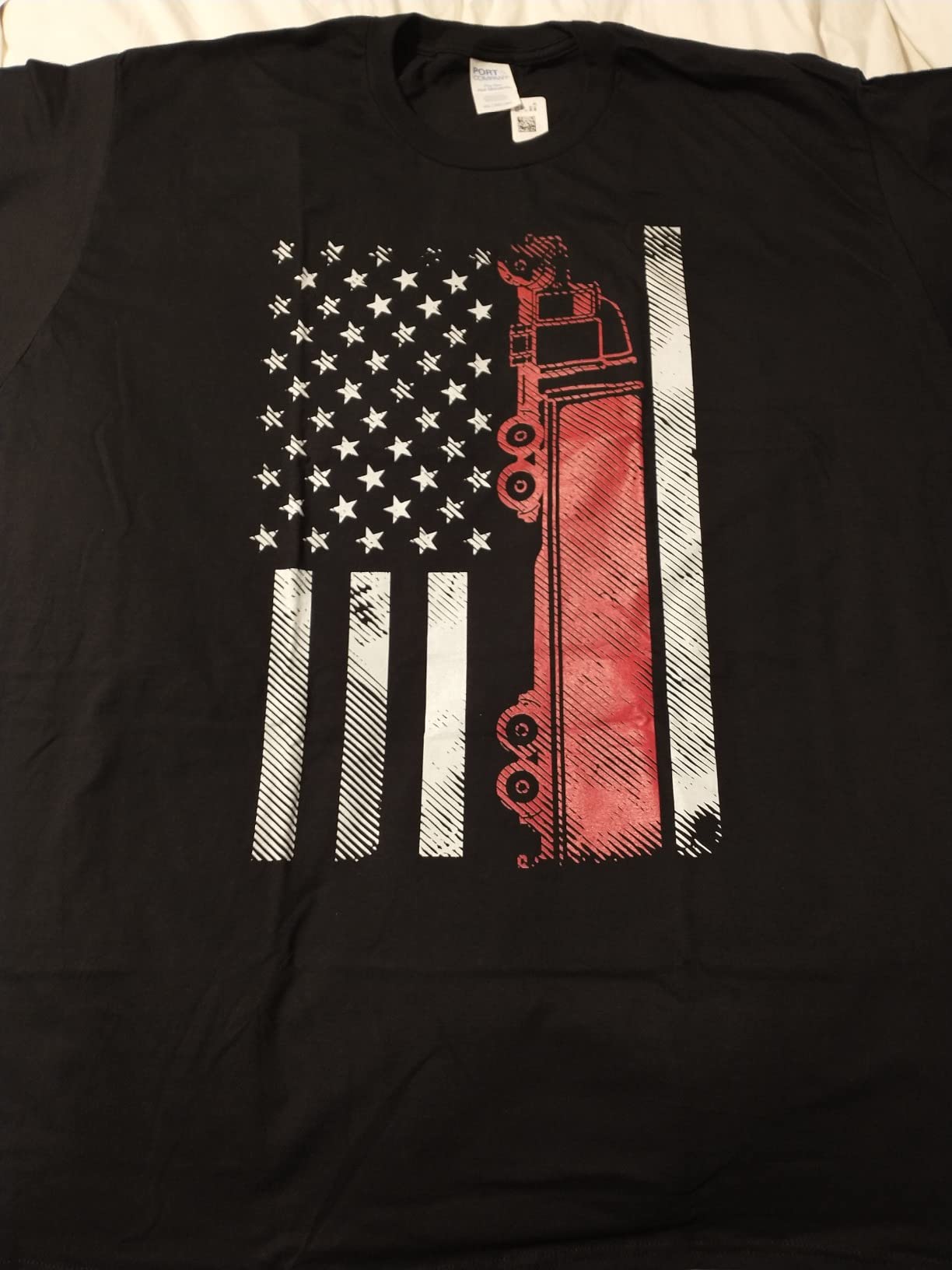 US American Flag Semi Truck Driver 18 Wheeler Trucker Gift Short Sleeve T-Shirt customer photo 1