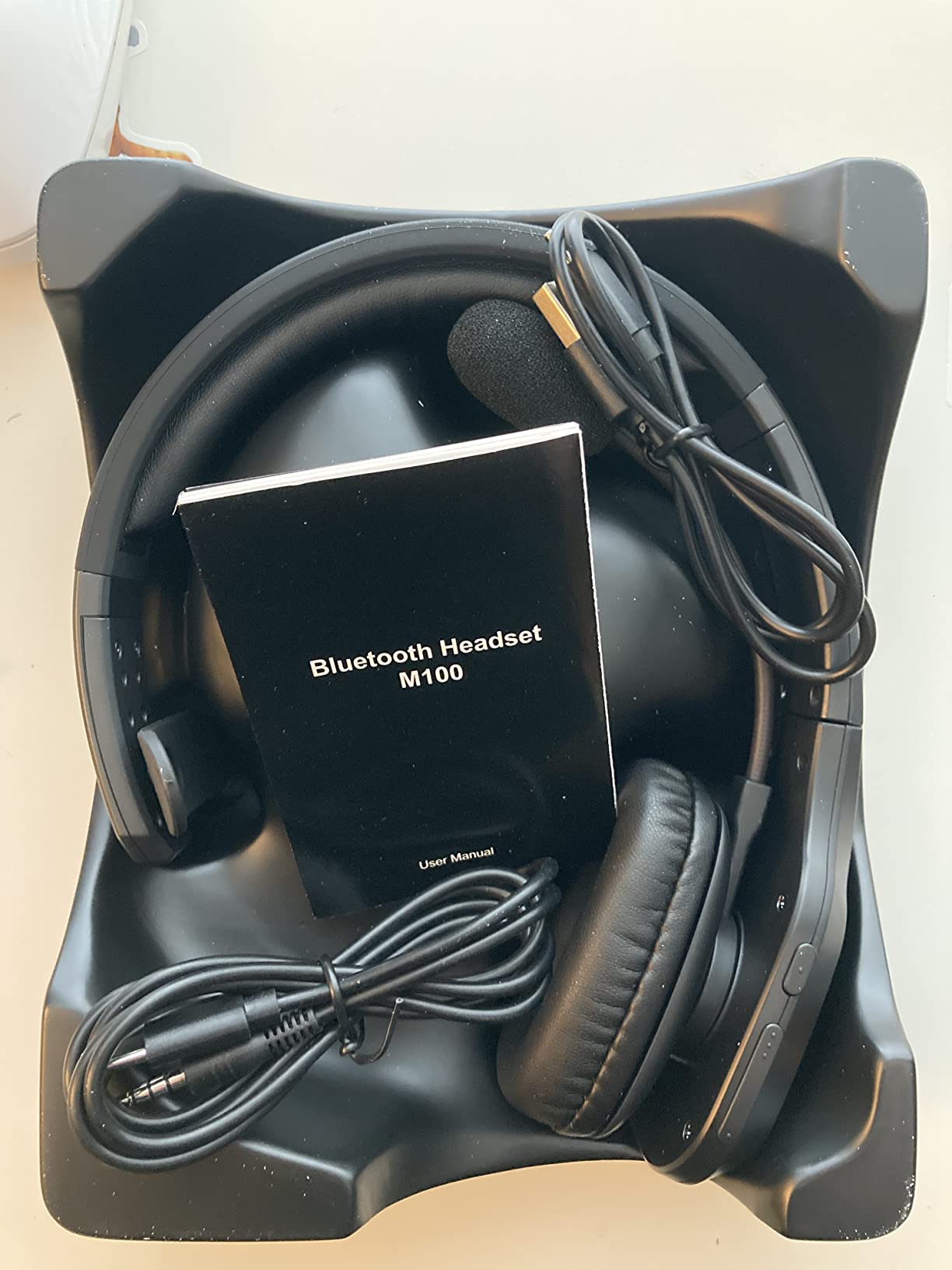 Trucker Bluetooth Headset V5.0, Wireless Headset with Noise Canceling&Mute Microphone for Cell Phones, On Ear Bluetooth Headphone for Computer, Zoom Meetings, Skype, Home Office customer photo 2