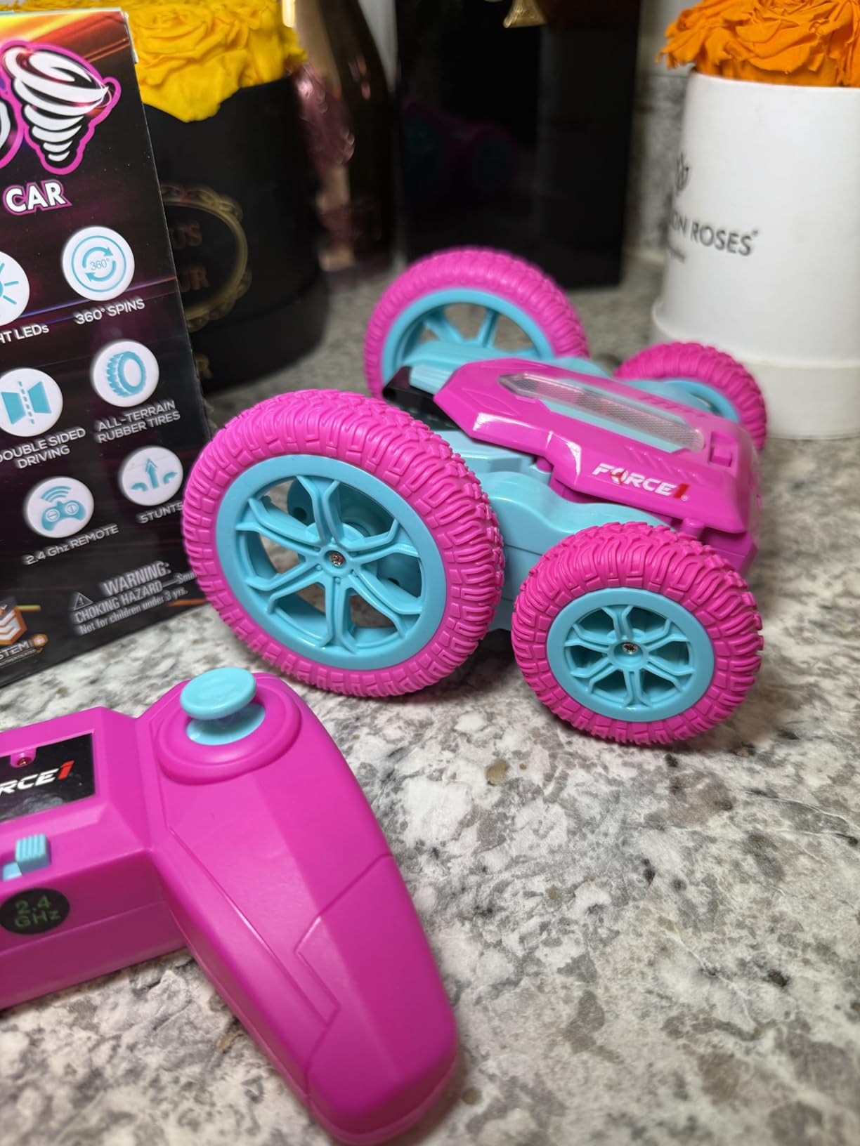 Force1 Tornado Blue LED Remote Control Car for Kids- Double Sided Driving Fast RC Cars 360 Flips, Outdoor 4WD Off Road Stunt RC Car, All Terrain Tires, RC Crawler Rechargeable Battery, 2.4GHz Remote customer photo 1