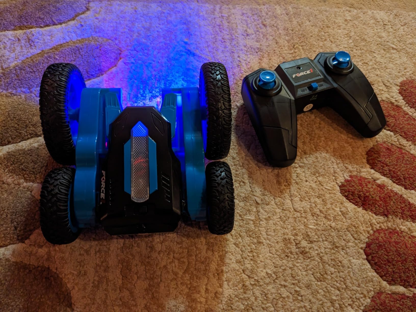 Force1 Tornado Blue LED Remote Control Car for Kids- Double Sided Driving Fast RC Cars 360 Flips, Outdoor 4WD Off Road Stunt RC Car, All Terrain Tires, RC Crawler Rechargeable Battery, 2.4GHz Remote customer photo 2