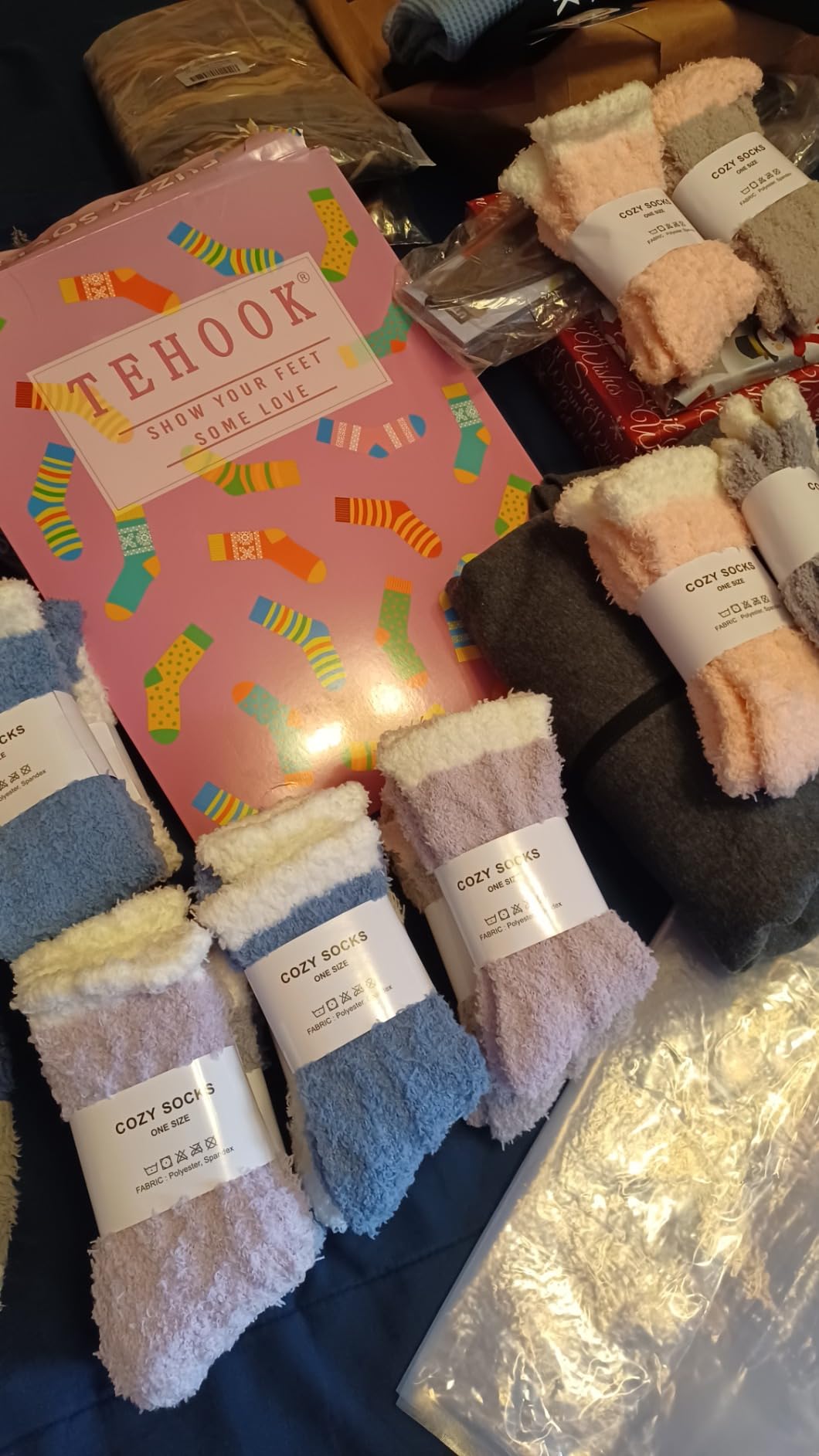 TEHOOK Warm & Cozy Gifts for Women, Fluffy Fuzzy Plush Sleeping Slipper Socks - Soft Warm Fabric customer photo 1