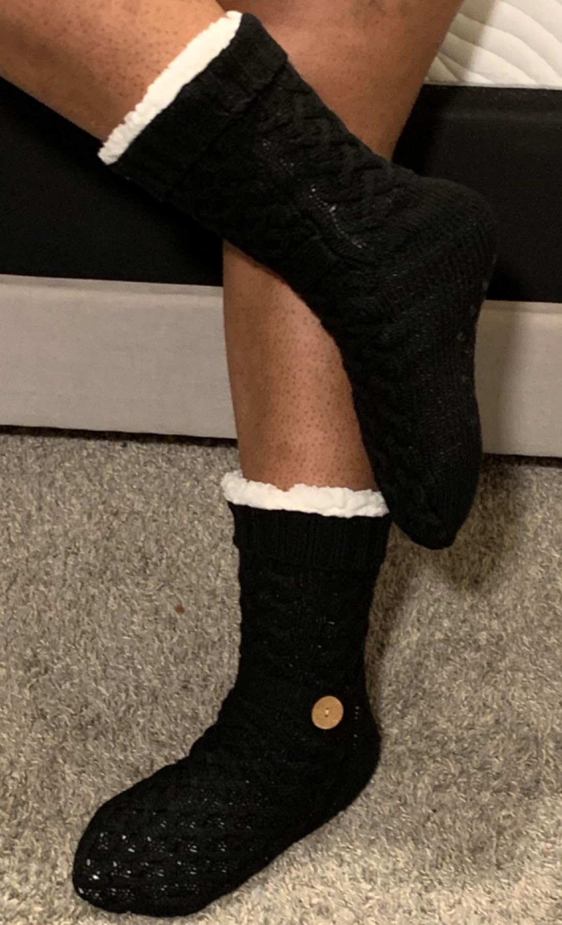 Chassic Warm Fuzzy Sherpa Lined Slipper Socks for Women with Non-Slip Grips customer photo 2