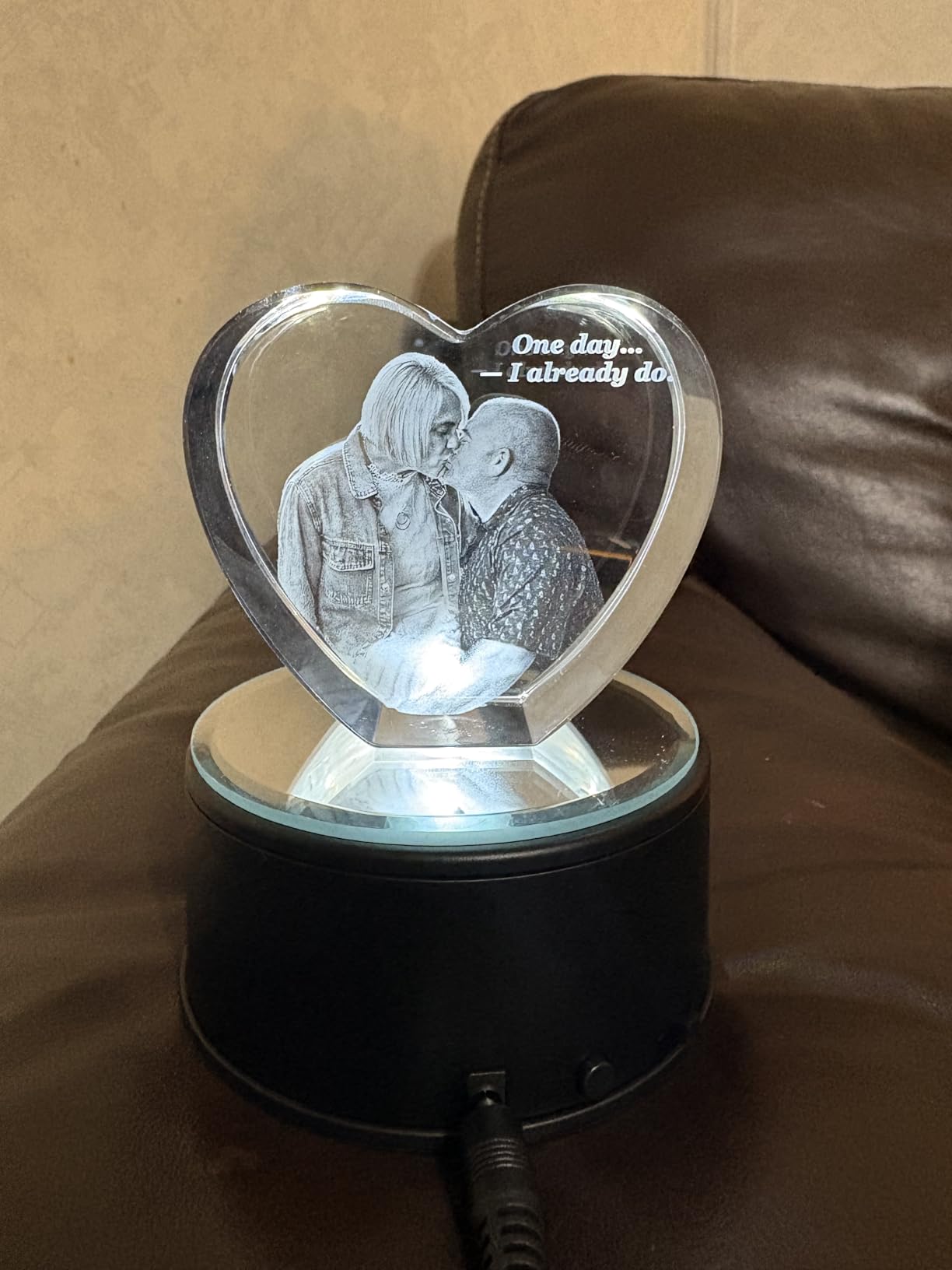 ArtPix 3D Crystal Photo, Personalized Gifts for Women, Wife, Her, Him, Men, Mom, Great Customized Gift With Your Own Photo - Anniversary, Wedding, Birthday - Custom Glass 3D Laser Etched Picture Frame customer photo 2