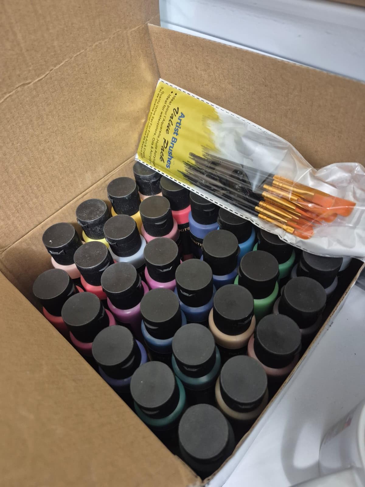Acrylic Paint Set with 12 Art Brushes, 36 Colors (2 oz/Bottle) Acrylic Paint for Painting Canvas, Wood, Ceramic and Fabric, Paint Set for Beginners, Students and Professional Artist, Rich Pigments customer photo 1