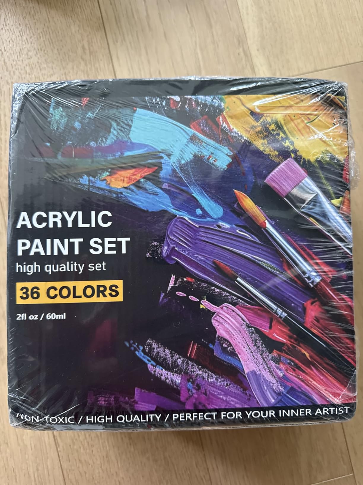 Acrylic Paint Set with 12 Art Brushes, 36 Colors (2 oz/Bottle) Acrylic Paint for Painting Canvas, Wood, Ceramic and Fabric, Paint Set for Beginners, Students and Professional Artist, Rich Pigments customer photo 2