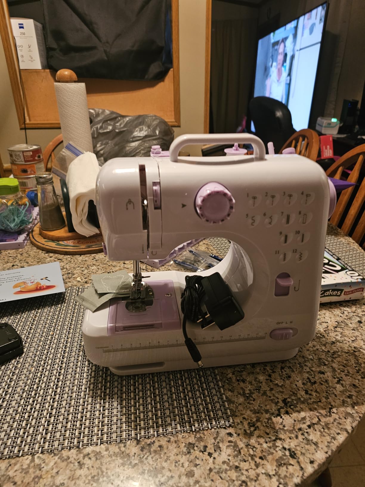 Rxmeili Portable 12-Stitch Sewing Machine, 42-Pc Sewing Kit for Beginners, Pink Mini Sewing Machine, 12 Stitches, 2 Speeds, Foot Pedal, Battery or Plug-In Power, Sewing Light and Storage Drawer customer photo 1
