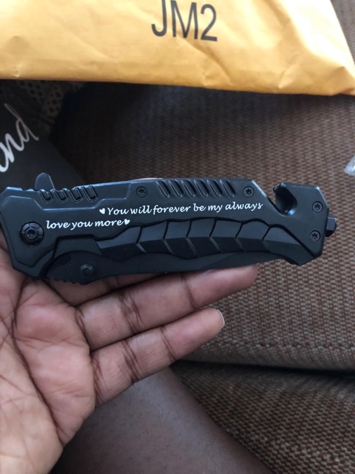 Corfara Engraved Black Pocket Knife for Stepfather Birthday Gifts - Dad & Father's Day Gift from Daughter & Son - Thank You for Being the Dad You Didn't Have to Be customer photo 2