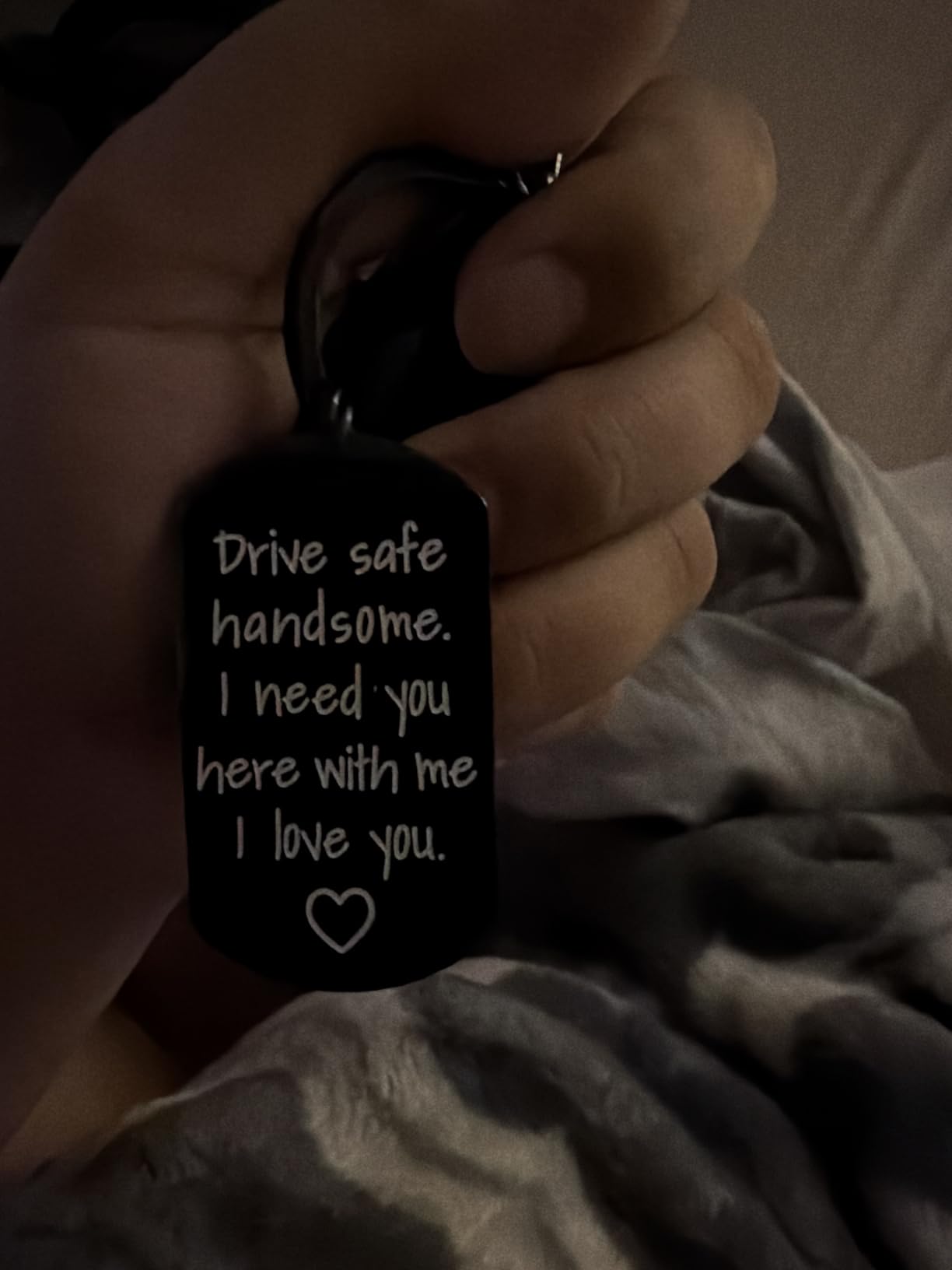 iWenSheng Drive Safe Keychain for Boyfriend Husband - Drive Safe Handsome I Need You Here With Me Keyring, Birthday Valentine’s Day Gifts for Him Men customer photo 2