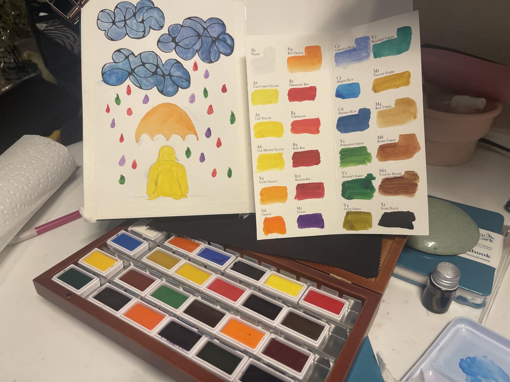Pinturale Arts Watercolor Set Professional | 24 Richly Pigmented Colors (XL Pans) in Wooden Box | Artist Grade Watercolor Professional Paint Set customer photo 1