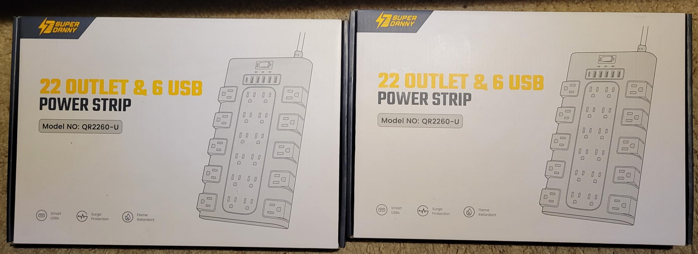 SUPERDANNY Power Strip Surge Protector, 22 AC 6 USB, 2100J, 6.5Ft,1875W/15A customer photo 1