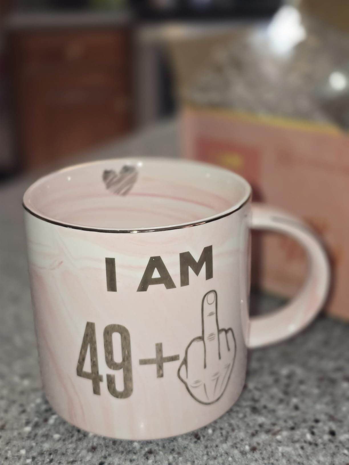50th Birthday Gifts for Women - Funny Turning 50 Year Old Birthday Gift Ideas for Wife, Mom, Daughter, Sister, Aunt, Best Friends, BFF, Coworkers - Fabulous Pink Marble Mug, Ceramic 11.5oz Coffee Cup customer photo 2
