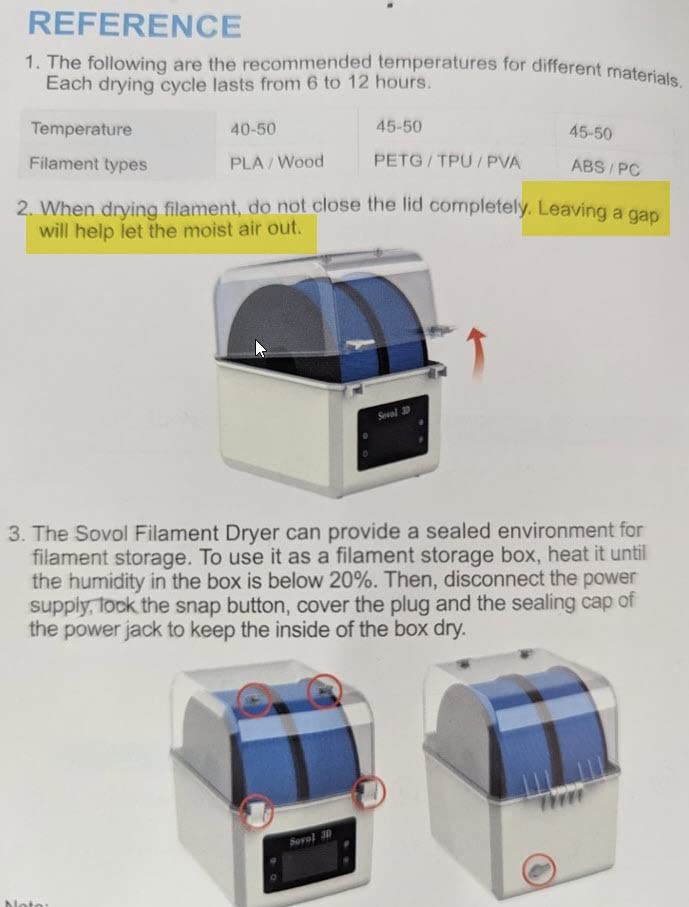 Sovol Filament Dryer 2026, SH01 Filament Dehydrator 3D Printer Spool Holder with Upgraded Fan, Dry Box for Keeping Filament Dry, Compatible with 1.75mm, 2.85mm PLA PETG TPU ABS customer photo 1