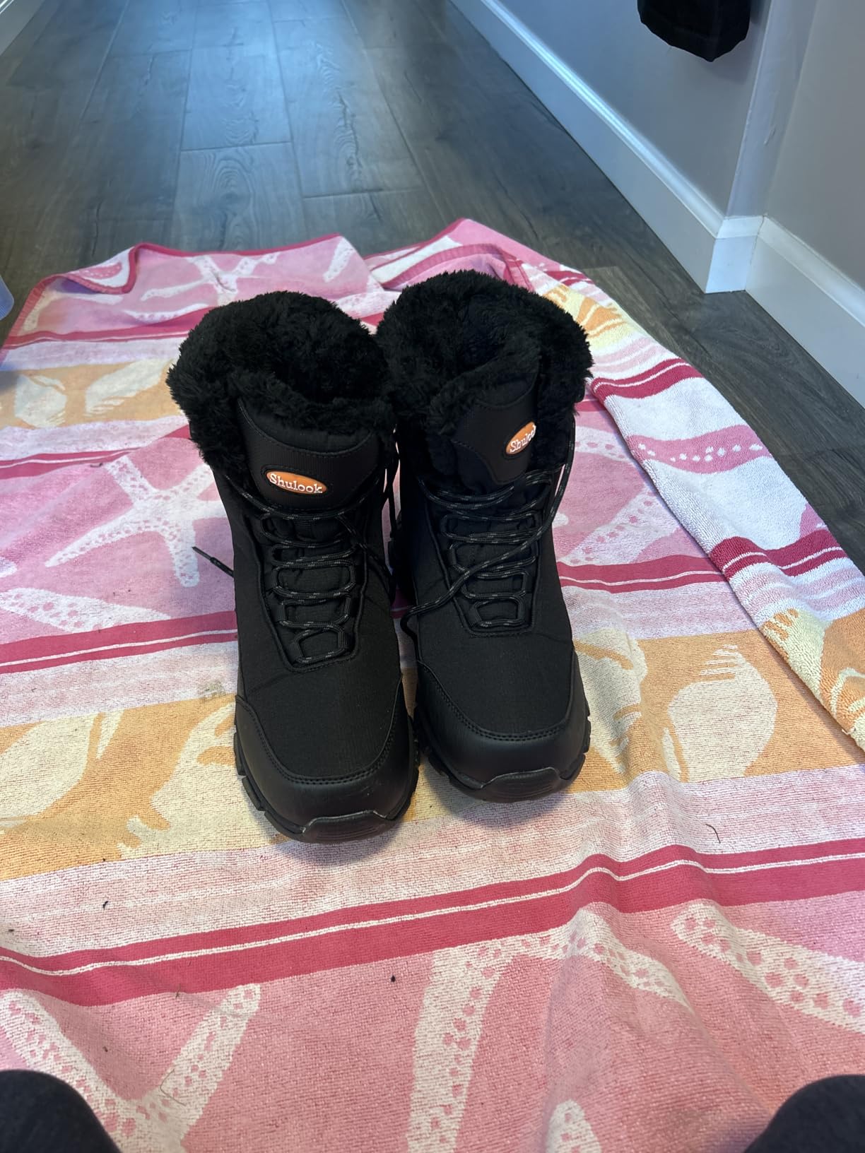 SHULOOK Men's Snow Boots Waterproof Warm Fur Lined Winter Hiking Boot Non-slip Outdoor Ankle High-top Shoes Work Hiker Trekking Trail customer photo 2