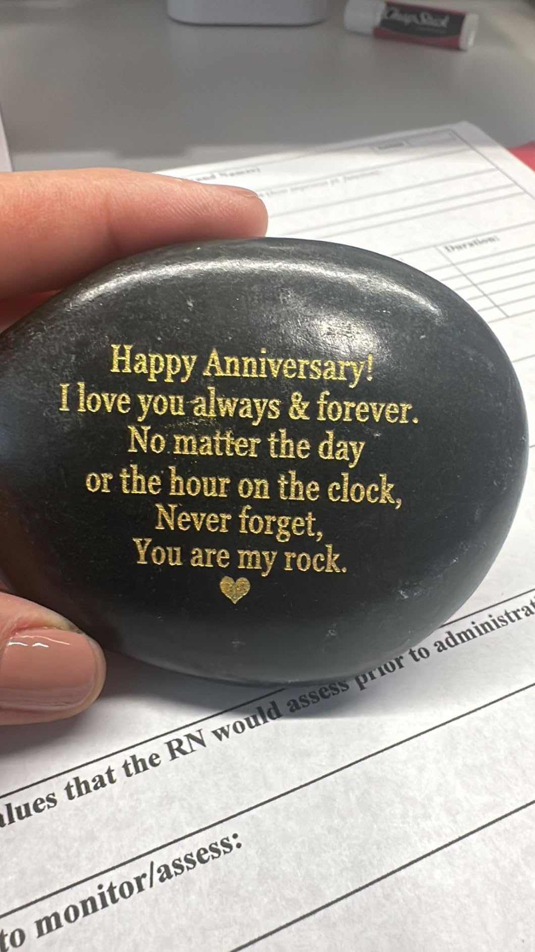 VELENTI Happy Anniversary Decorative Stones Rock - Heartwarming You are My Rock Wedding Presents, Inspiring Anniversaries Keepsake for Her, Decorative Accessories Anniversary Present for Him customer photo 1