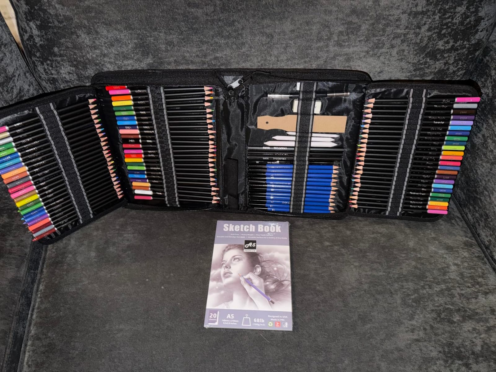 KALOUR Premium 144 Drawing Pencil Set,including 120 Colored Pencils and 24 Sketch Kit,Art Pencil Kit in Zippered Travel Case, for Drawing,Sketching and Coloring,Ideal for Beginner,Artists and Adults customer photo 1
