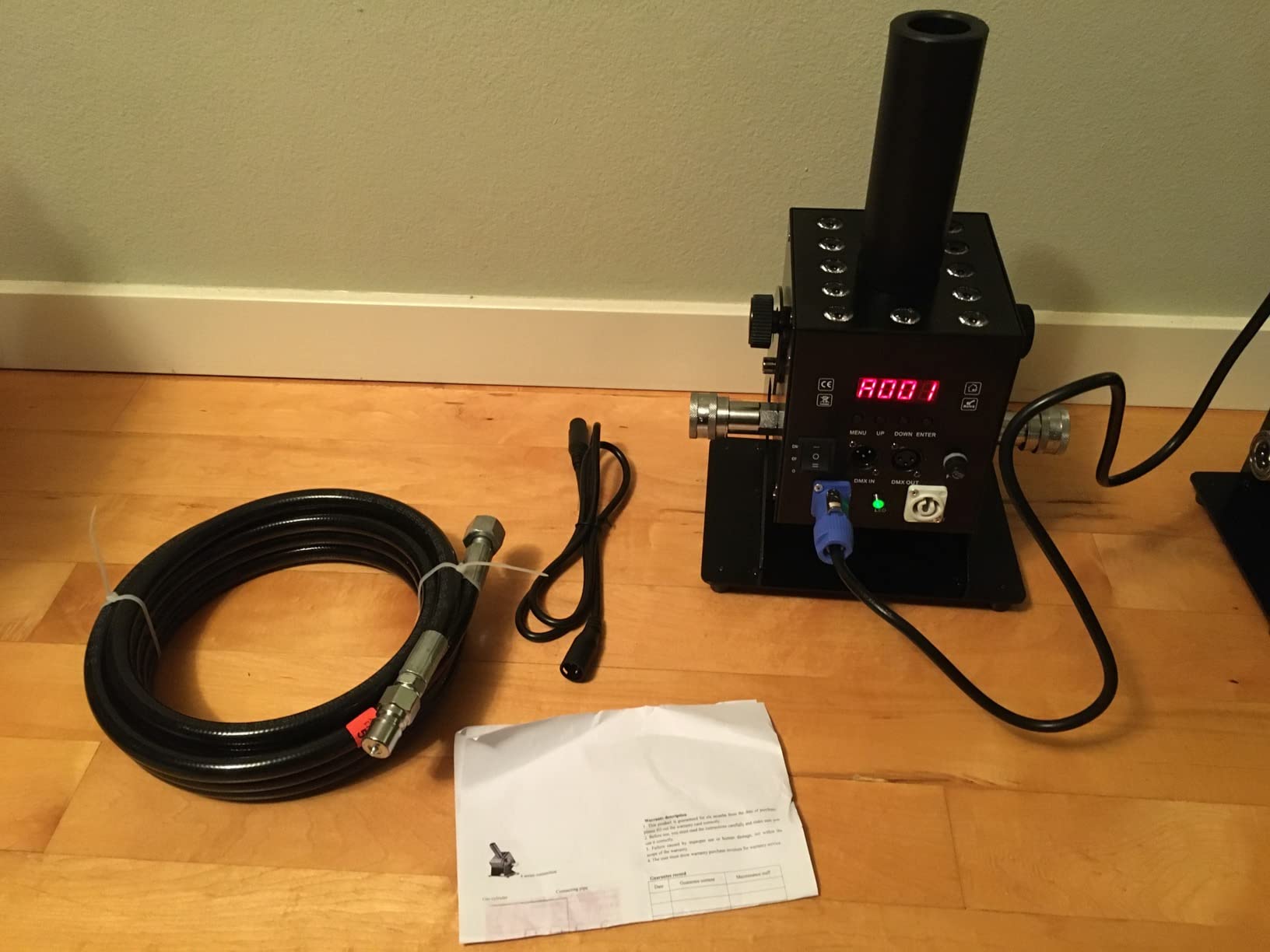 CO2 RGB Fog Smoke Machine Vertical CO2 Cannon Fogger Machine w/ 6M Hose, Smoker Air Column Machine CO2 Jet Machine for Halloween Stage (70W, Single Tube, LED 12x3W, DMX) customer photo 2
