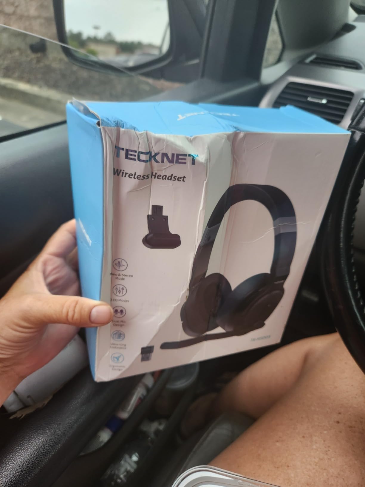 TECKNET Bluetooth Trucker Wireless Headset, Noise Cancelling Mic for Work customer photo 2