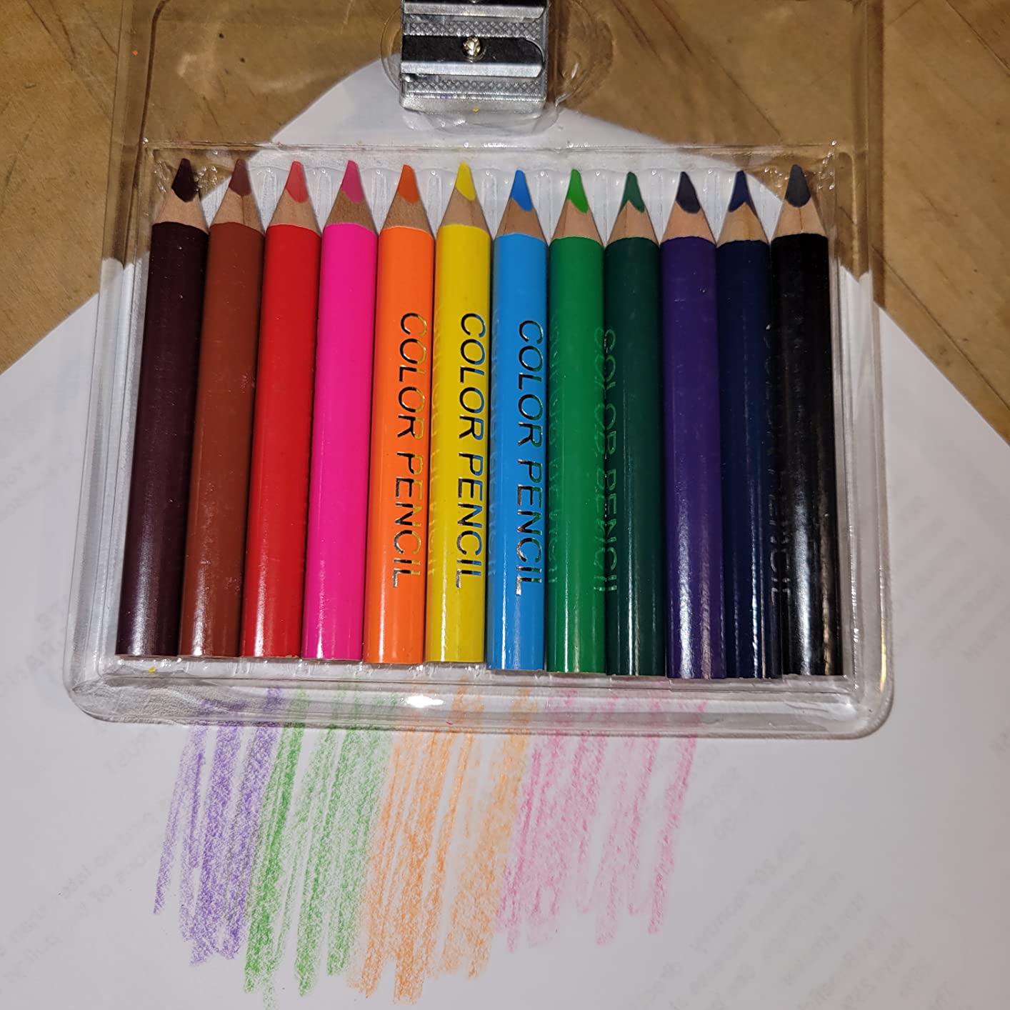 Short Triangular Jumbo Colored Pencils with Sharpener, 12 Colors | Fat, Pre-Sharpened Design for Grip. Art Supplies Gift for School, Students, Beginners for Drawing, Doodling and Coloring Book customer photo 2
