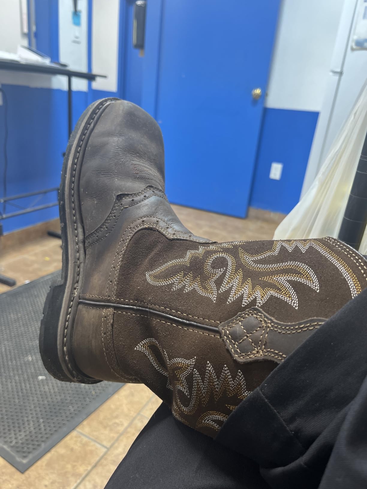 HISEA NINGO Steel Toe Work Boots for Men Square Toe Cowboy Boots Soft Toe customer photo 2