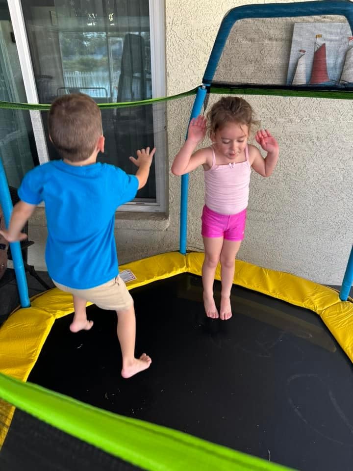 Giantex 7 Ft Trampoline for Kids, Heavy Duty Steel Frame Small Mini Toddler Trampoline, Great Gifts for Boys Girls, Outdoor Indoor Kids Trampoline with Net, for Age 3-8 customer photo 1