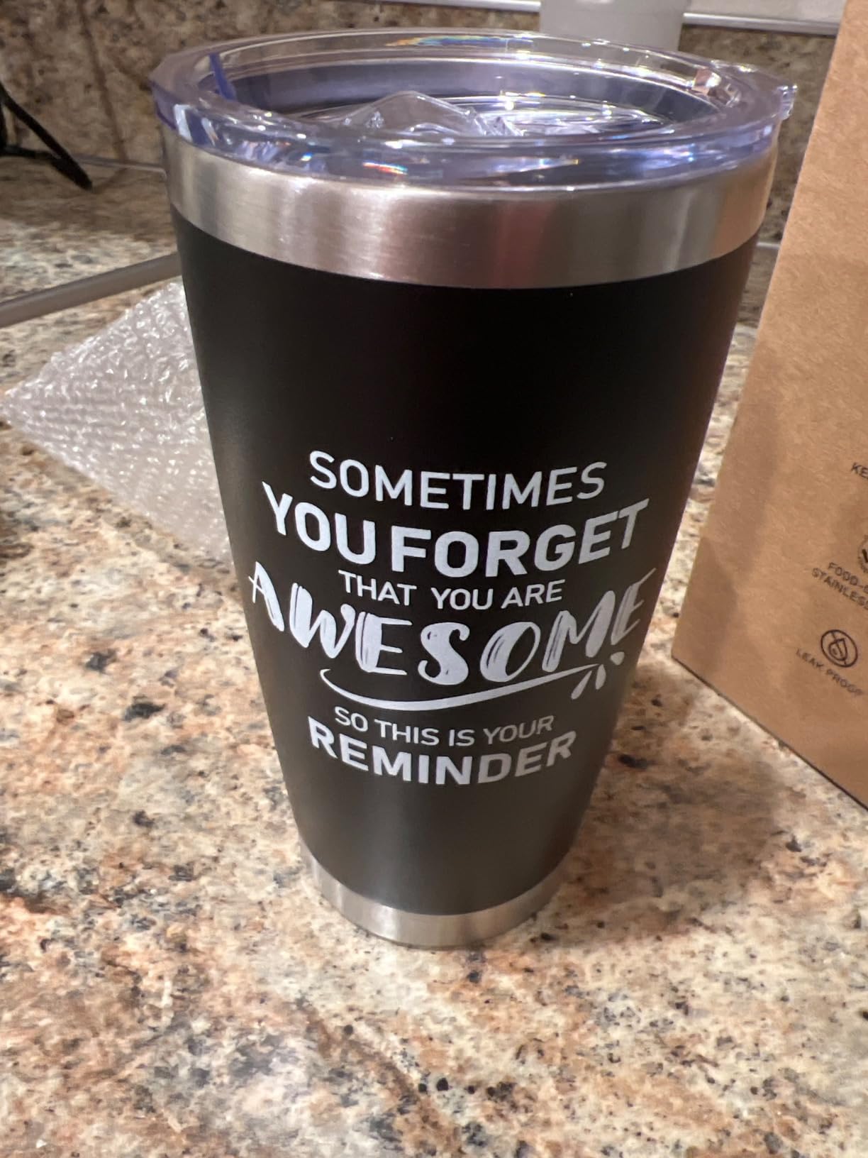 NOWWISH Inspirational Coffee Mug for Men, 14oz Vacuum Insulated Stainless Steel Cup, You Are Awesome Gift for Husband, Boyfriend, Dad - Navy Blue customer photo 2
