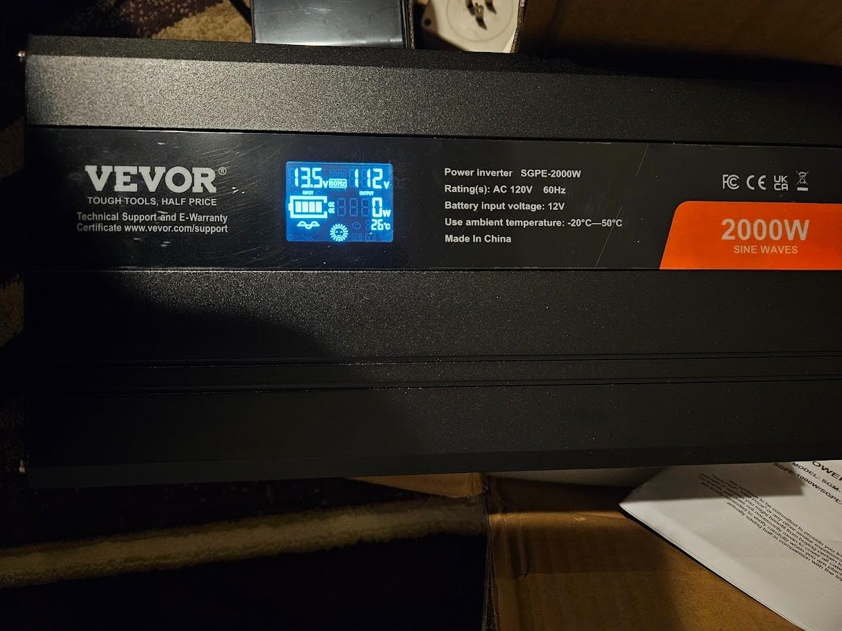 VEVOR Pure Sine Wave Inverter, 5000 Watt, Power Inverter, DC 12V to AC 120V Car Inverter, with LCD Display, USB Port and Remote Controller, Power Converter for Car RV Truck Solar System Travel Camping customer photo 2