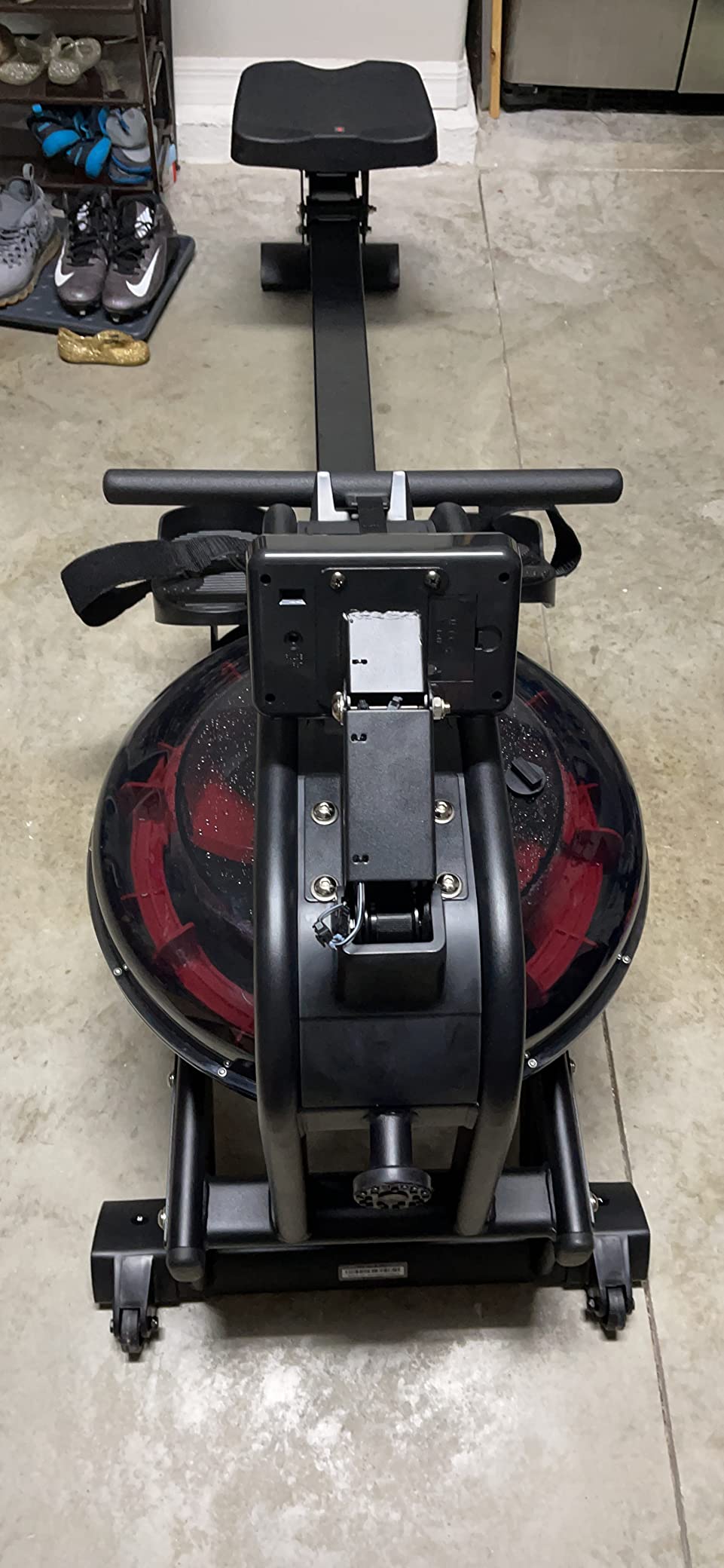 Sunny Health & Fitness Premium Water Rower w/Intensive Dynamic Real-Time Resistance, 300 LB Capacity Flip-able Rowing Machine for Home Training, Optional Free SunnyFit App Connection customer photo 2