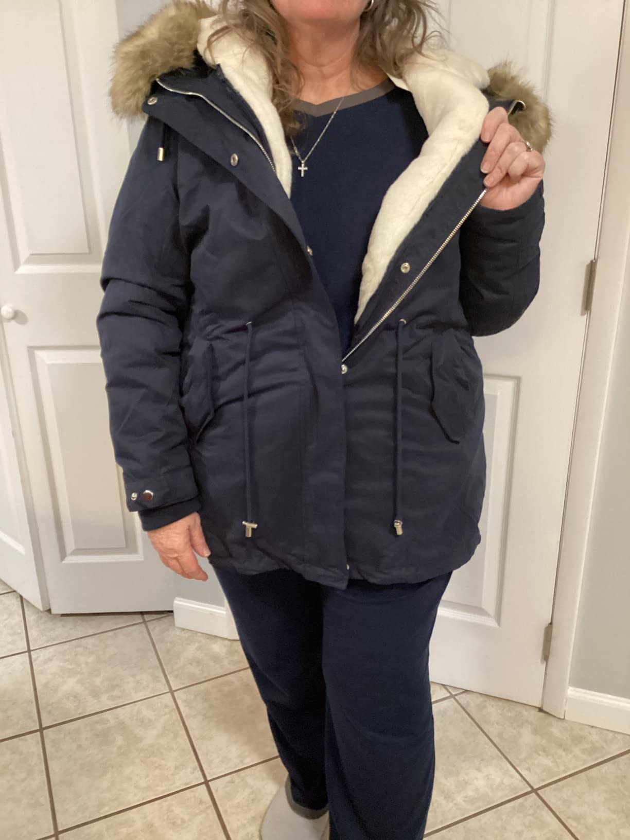 Women's Plus 3 in 1 Coat Winter Hooded Parka With Faux Fur Hood 1X-5X customer photo 2