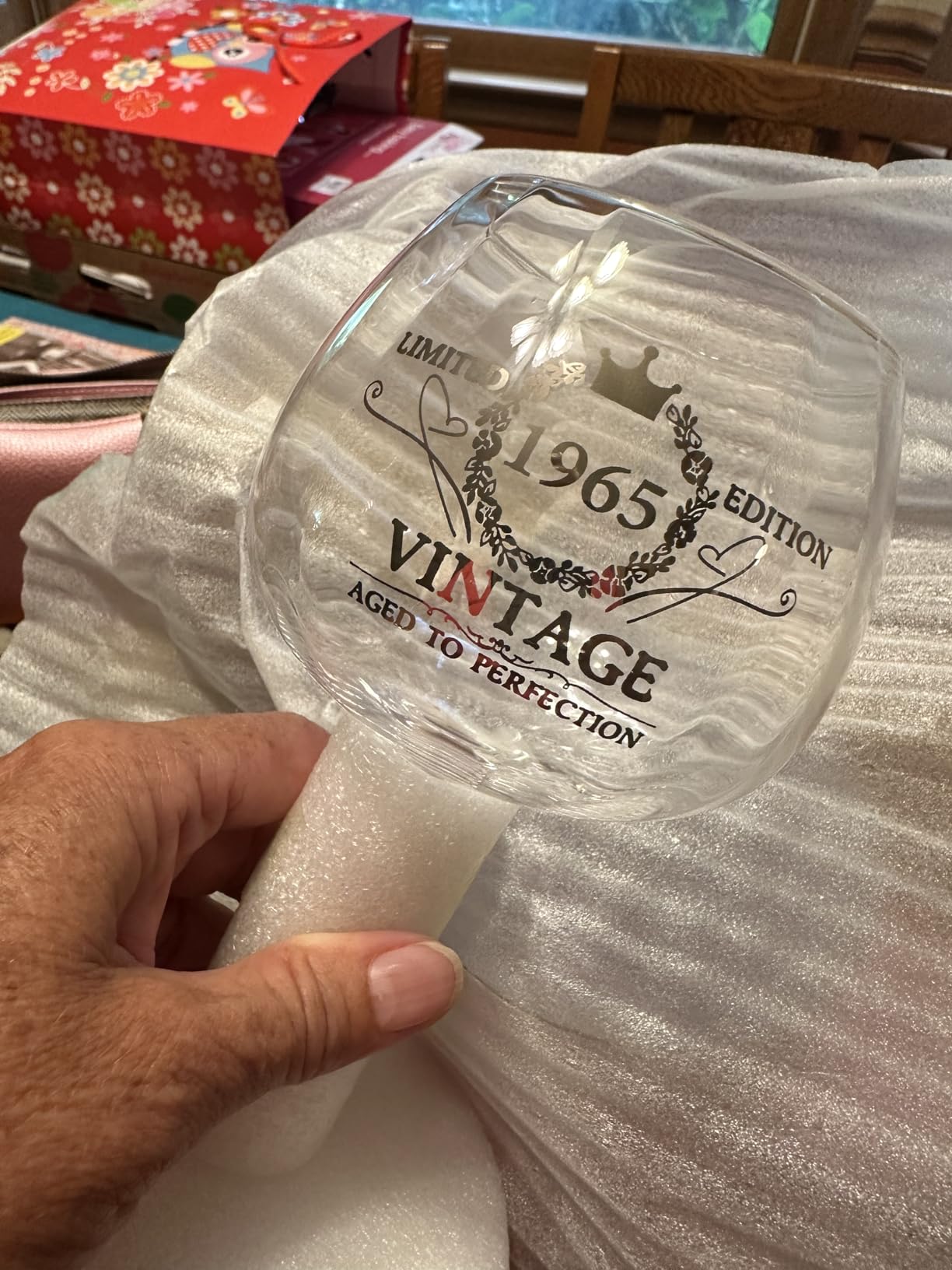 50th Birthday Gifts for Women, Vintage 1976 Engraved Wine Glass in Gift Box customer photo 1