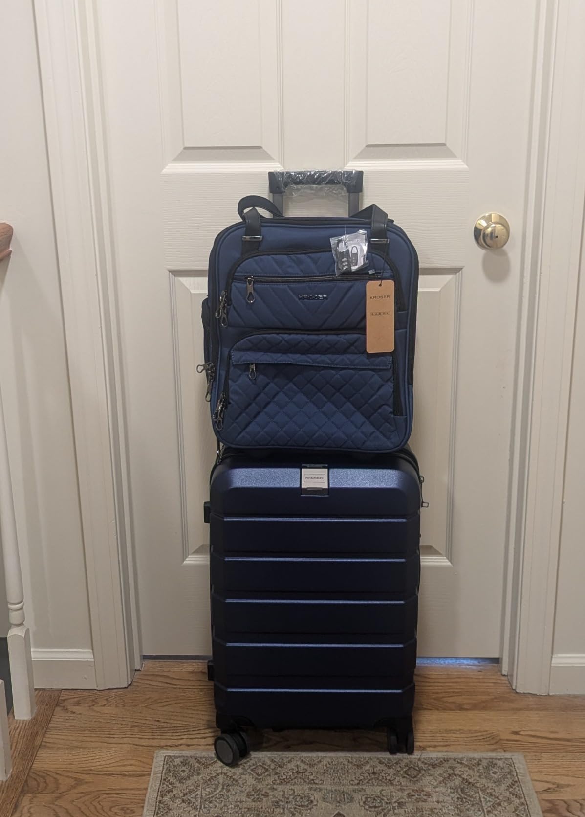 KROSER Carry On Underseat Multi-functional, 16-inch Underseater Lightweight Overnight Suitcase for Men Women, Black customer photo 2