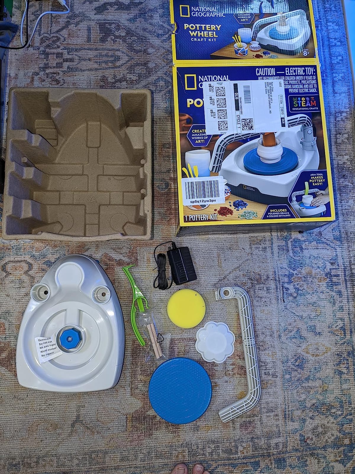 National Geographic Deluxe Pottery Wheel Complete Starter Kit for Kids | Plug-In Motor, 3 Lbs. Air-Dry Clay, Patented Arm Tool, Sculpting Tools, Gemstone Chips, Paints, Creative Birthday Gift customer photo 2