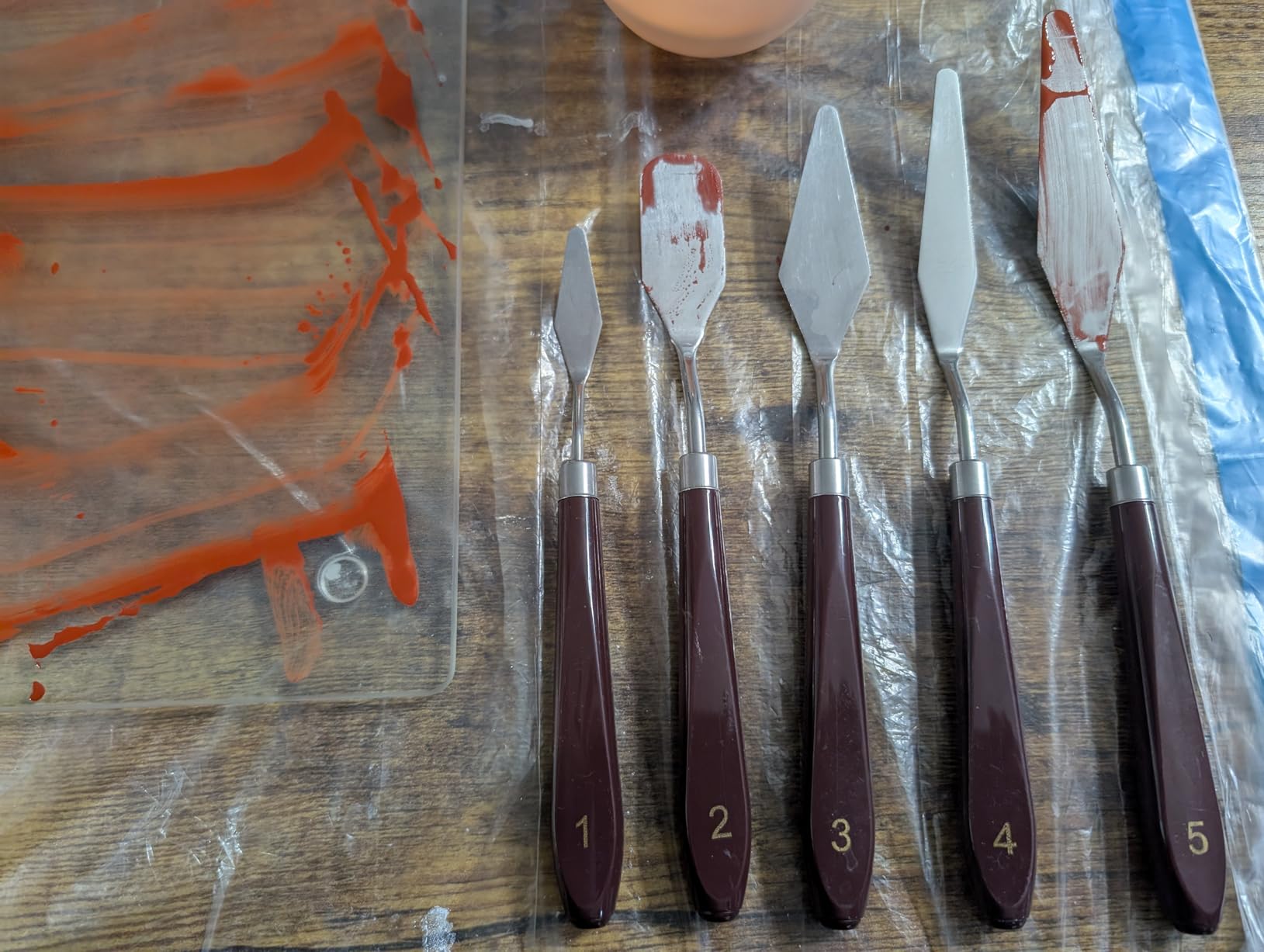 5 Piece Palette knifes Painting Knife Set Supplies for Oil, Acrylic Paint,Cake Decorating,Stainless Steel Pallet Knife Paint Knife Art Spatula for Various Types of Painting,ColorMixing,Smearing customer photo 2