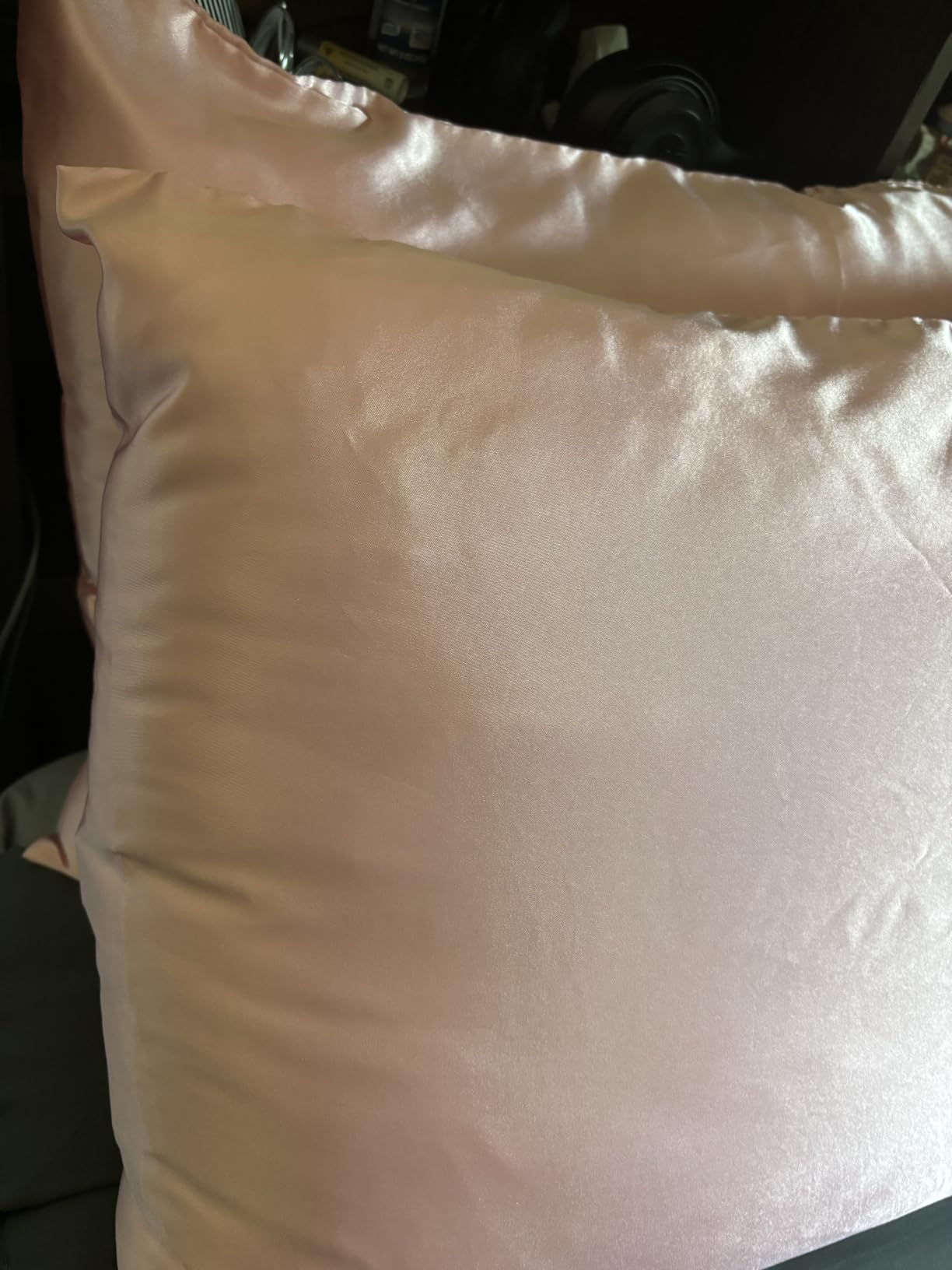 Bedsure Satin Pillowcase with Zipper, Similar to Silk Pillow Cases 2 Pack, Beige Standard Size Satin Pillow Case, Silky & Soft Pillow Covers, Valentines Day Gifts for Women Men, 20x26 Inches customer photo 2