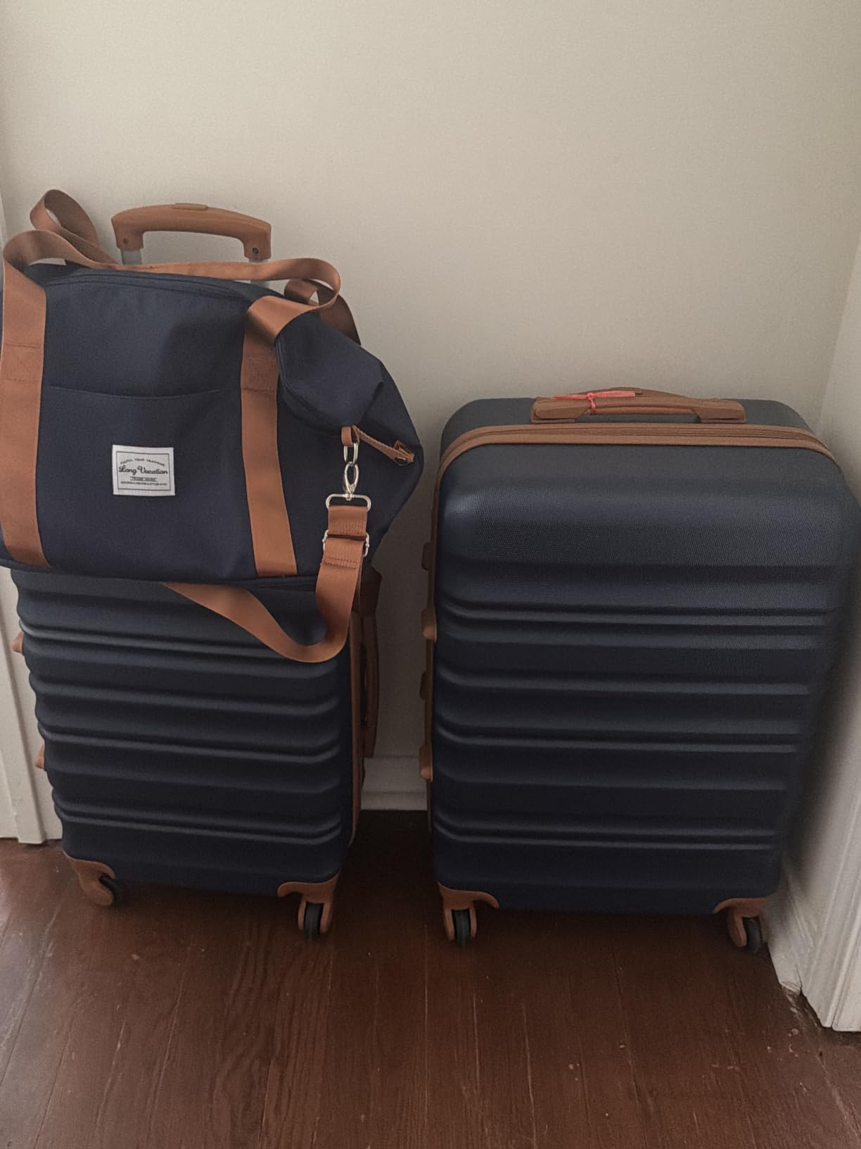 LONG VACATION Luggage Set 6 Piece Luggage ABS hardshell TSA Lock Spinner Wheels Luggage Carry on Suitcase (NAVY, 6 piece set) customer photo 1
